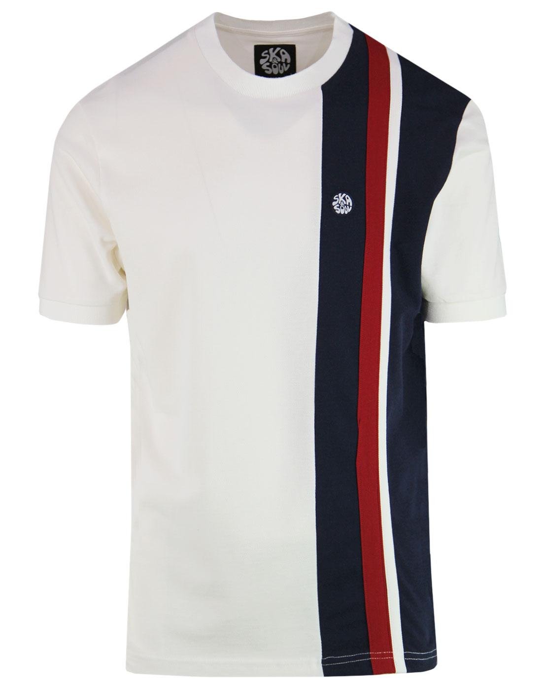 SKA & SOUL Retro Mod Side Stripe Pique T-shirt (E)