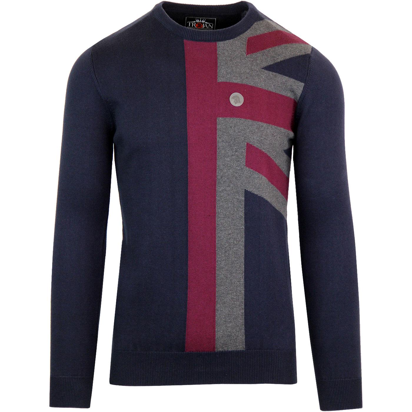 TROJAN RECORDS Knitted Crew Neck Union Jack Jumper