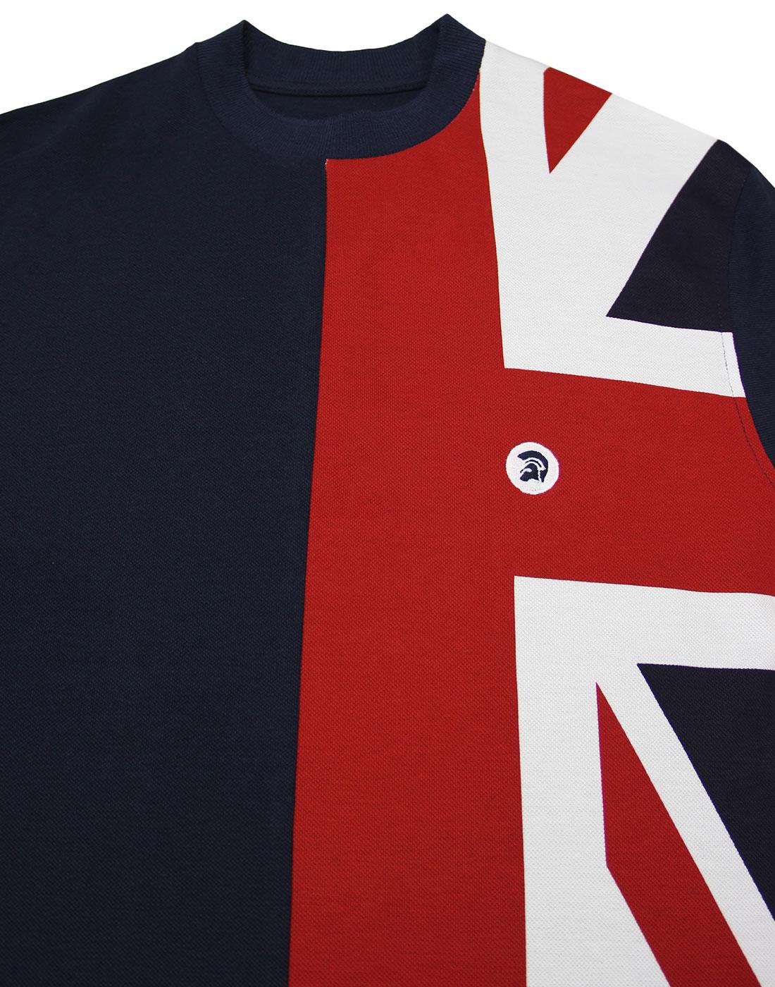 TROJAN RECORDS Mod Union Jack Flag Pique T-shirt Navy