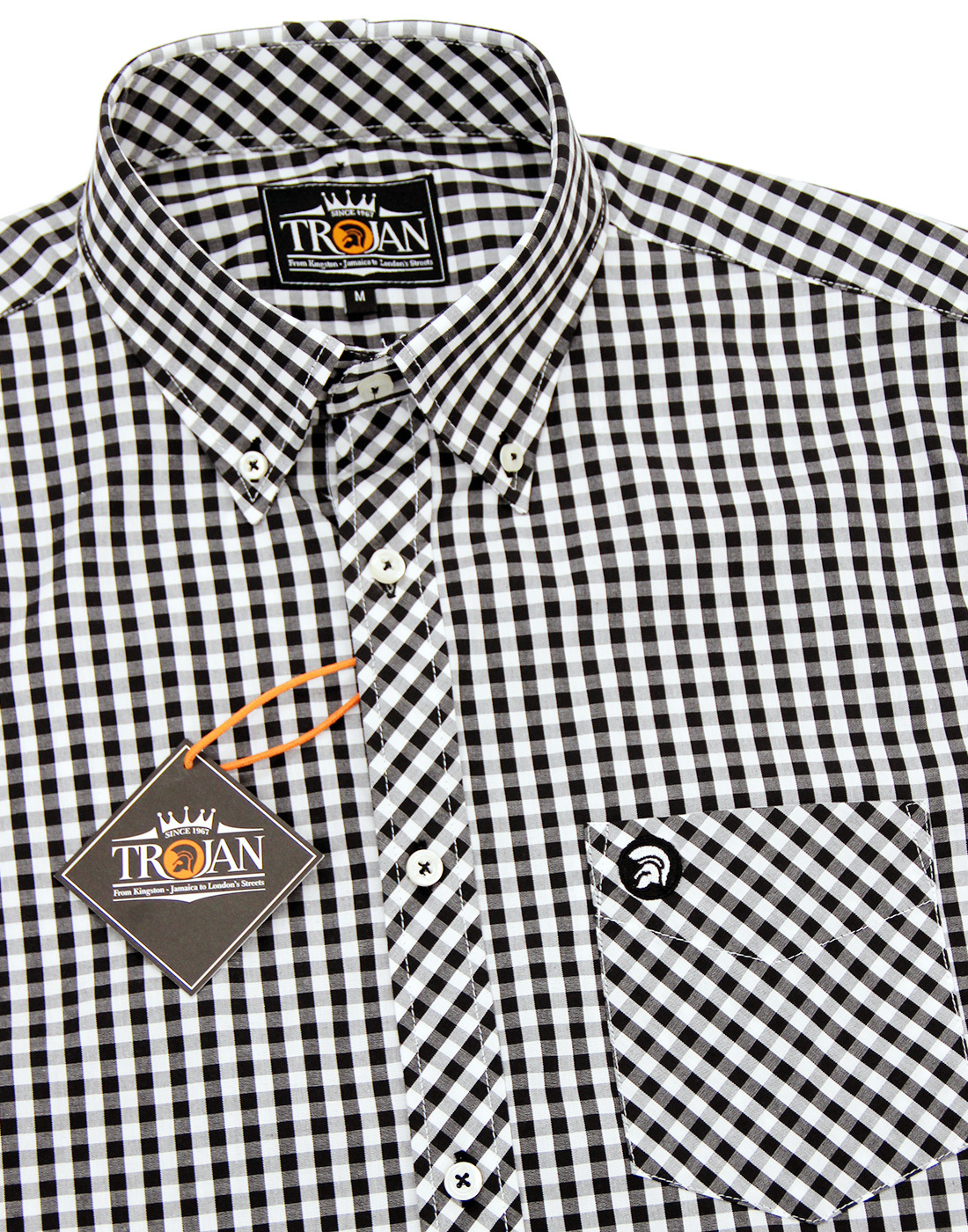 Lambretta Men/'s Short Sleeve Gingham Check Shirt With Woven Collar