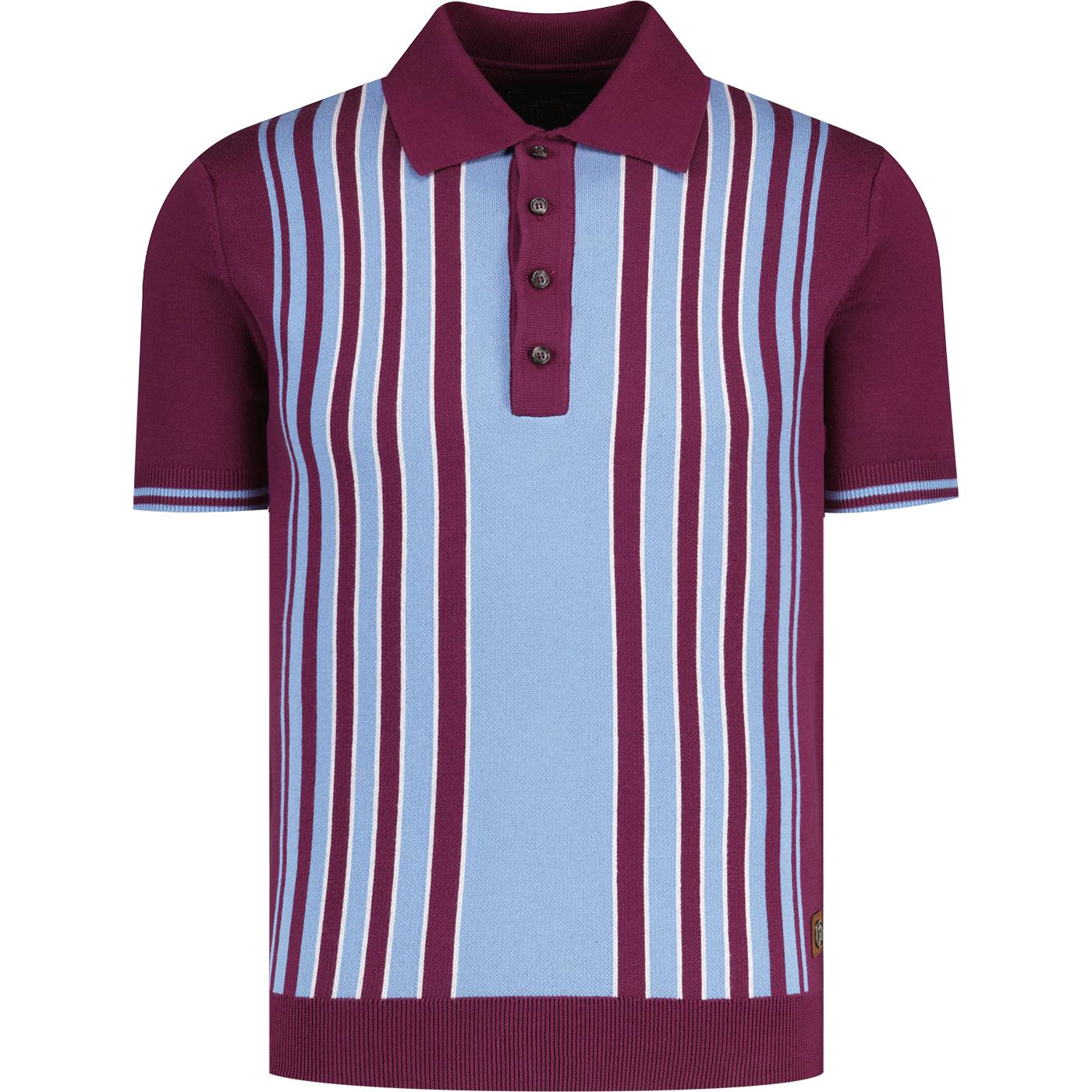 Trojan Stripe Front Panel Knitted Mod Polo Shirt P