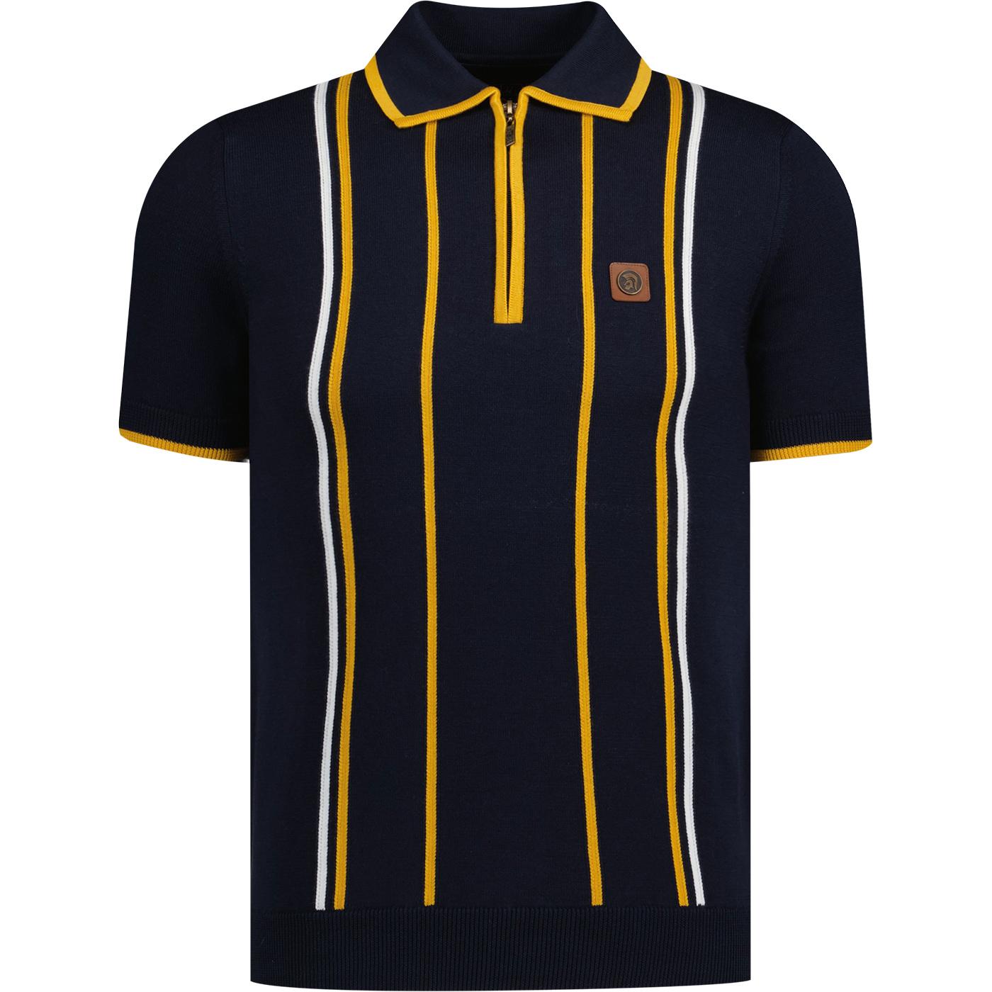 TROJAN RECORDS Mod Tape Zip Neck Knitted Polo N