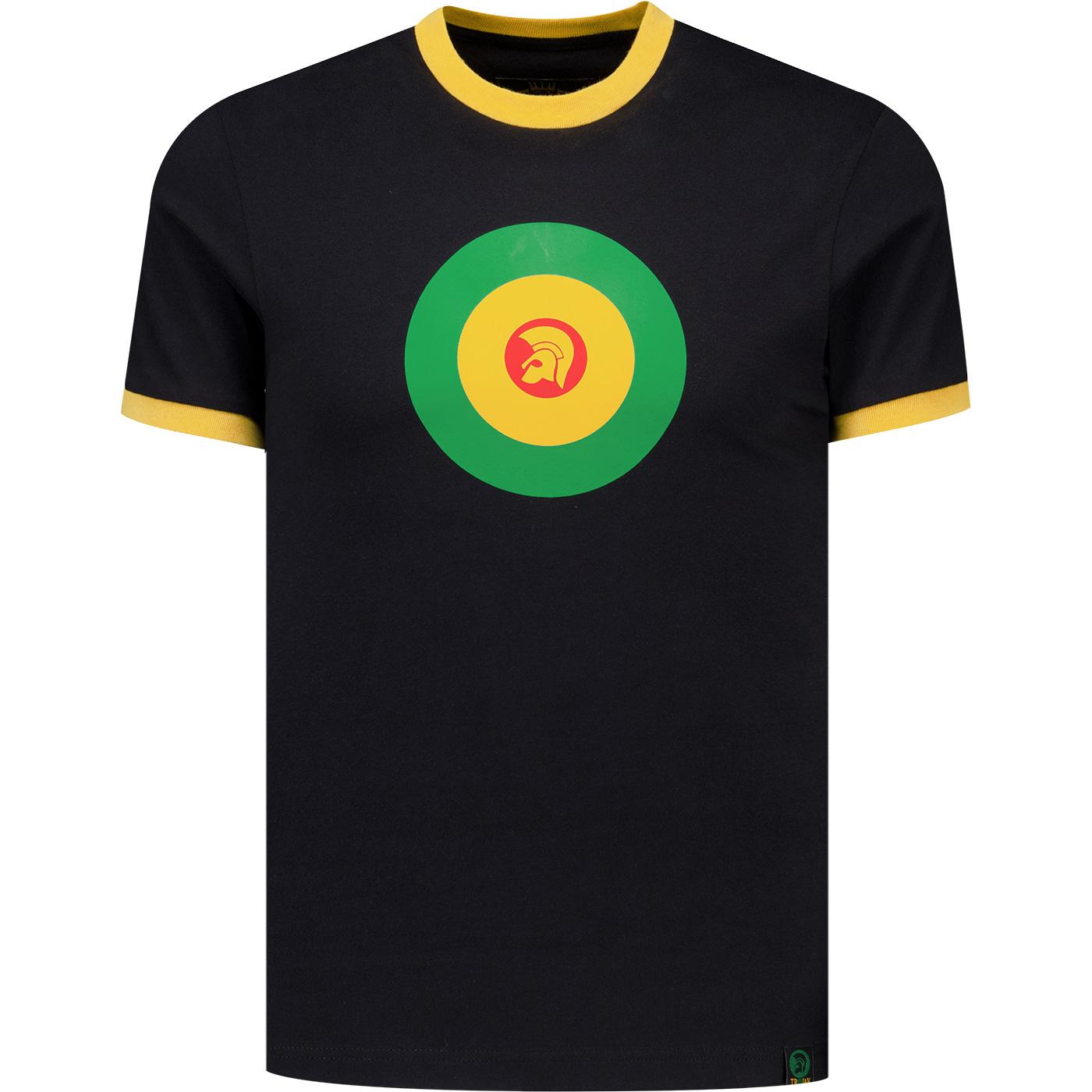 Trojan Mod Target Retro 70s Ringer Tee (Black)