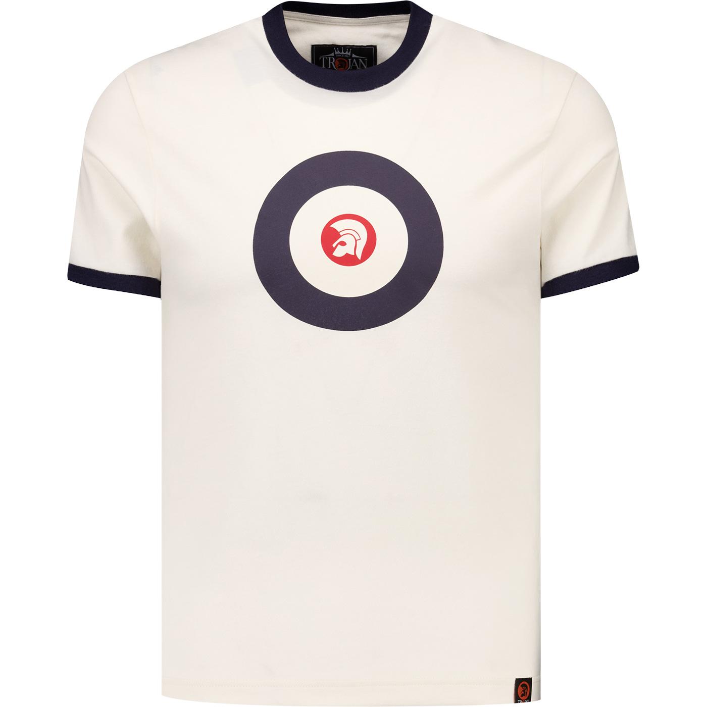 Trojan Mod Target Retro 70s Ringer Tee (Ecru)