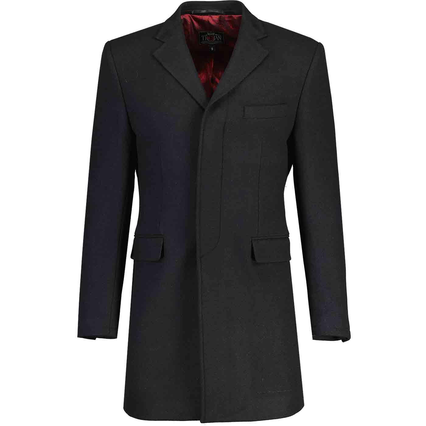 Trojan Mod Three Quarter Length Overcoat (Black)