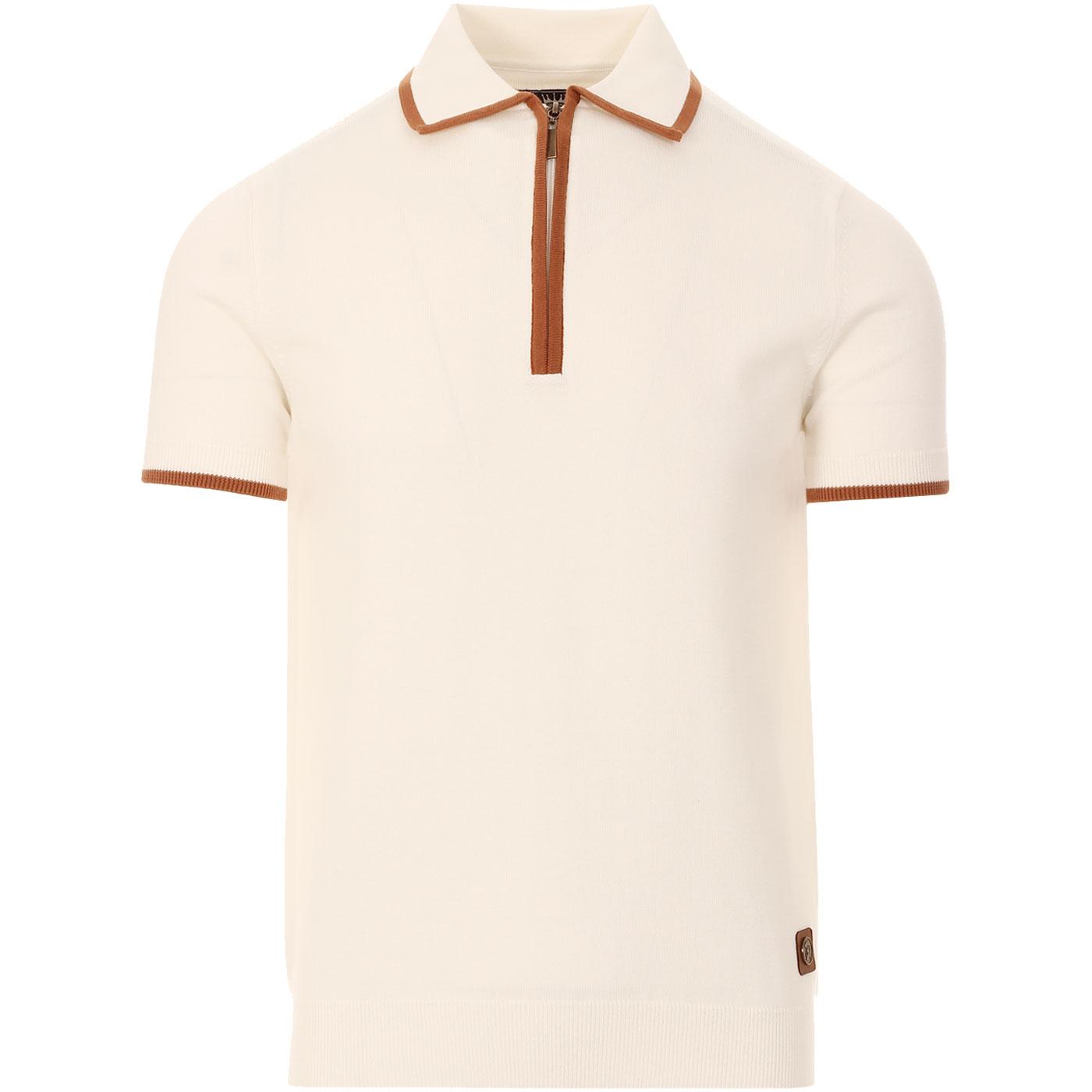 TROJAN RECORDS Mod Zip Placket Knitted Polo Top E
