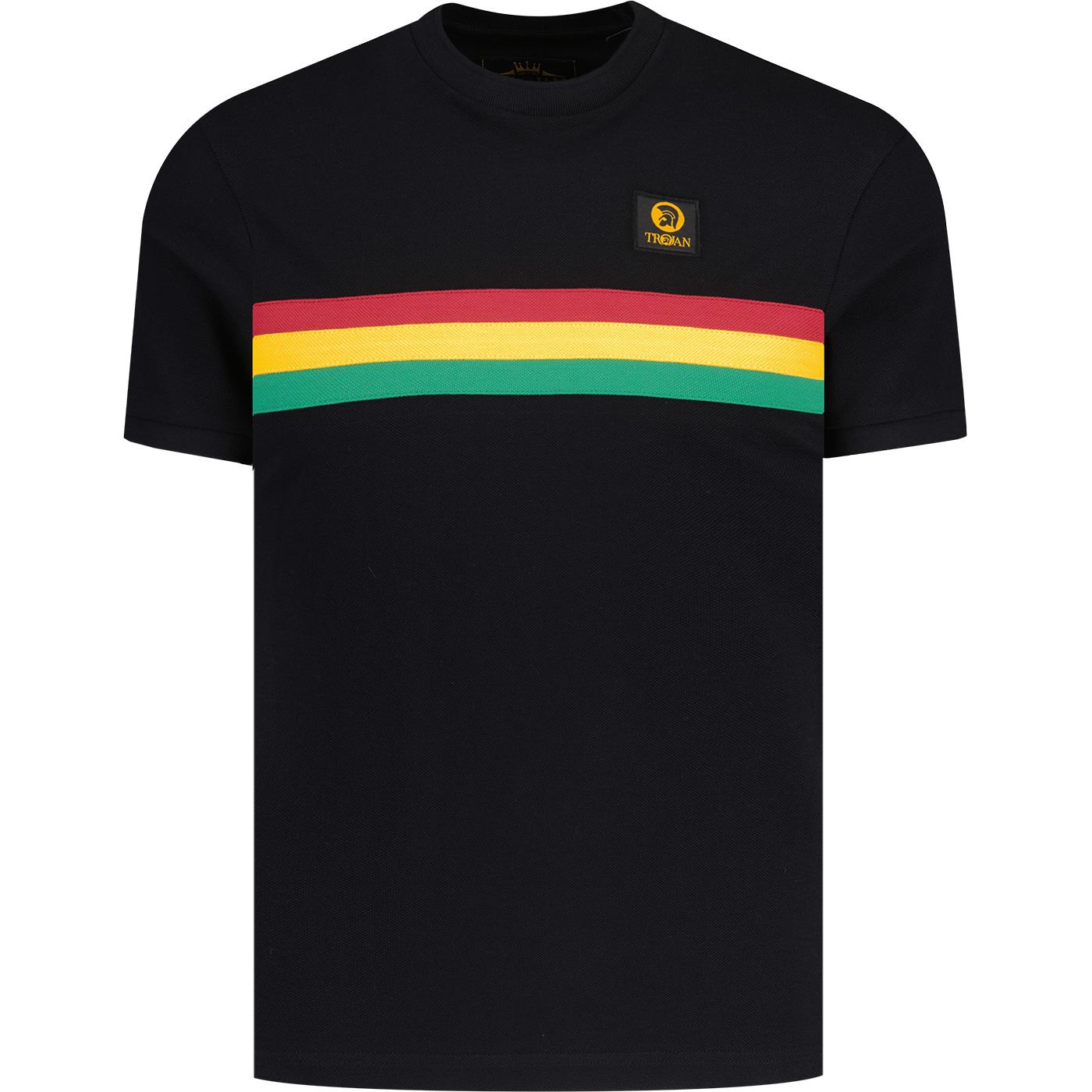 Trojan Retro Tricolour Chest Stripe Pique Tee B