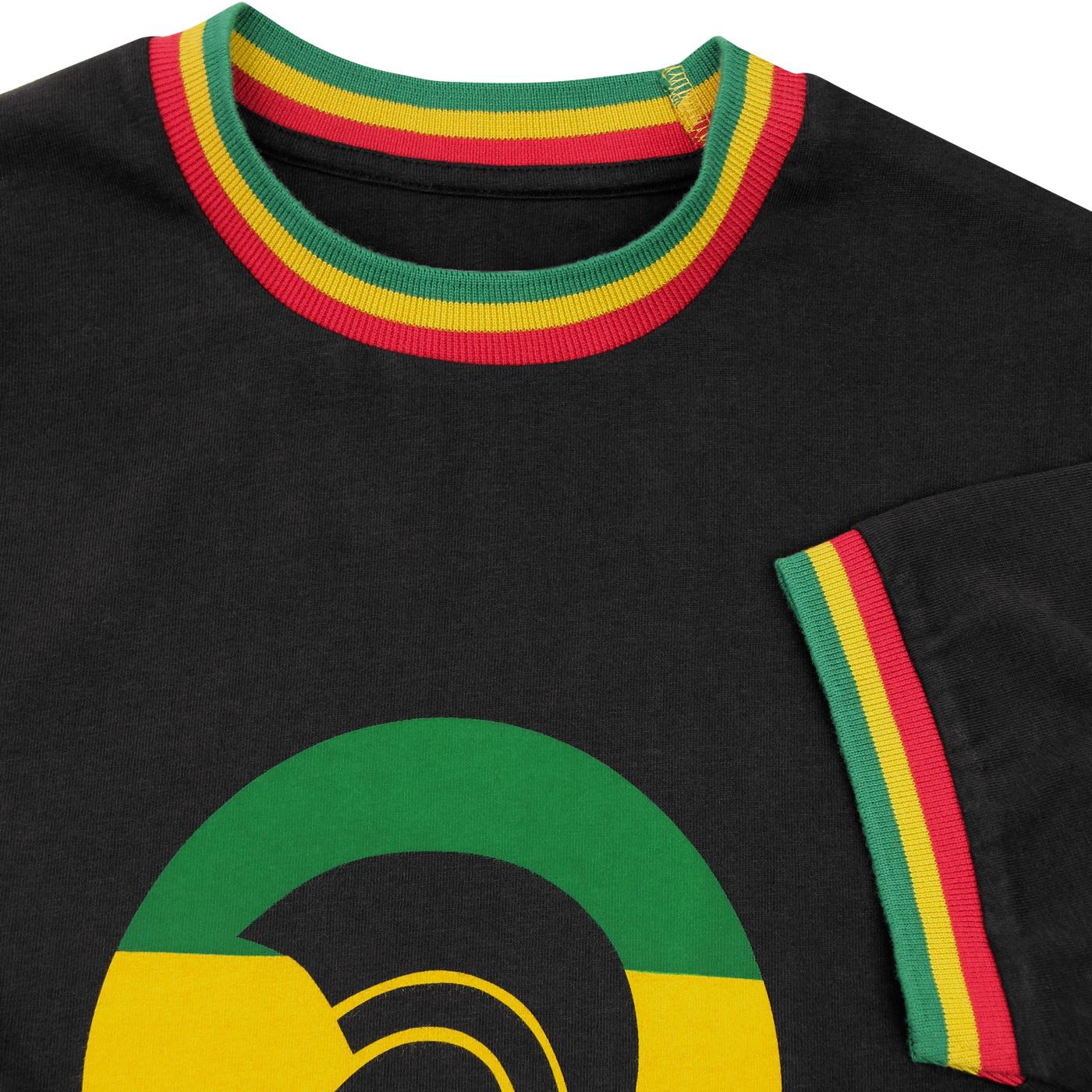 TROJAN RECORDS Retro Ska Rasta Flag Stripe Ringer T-shirt
