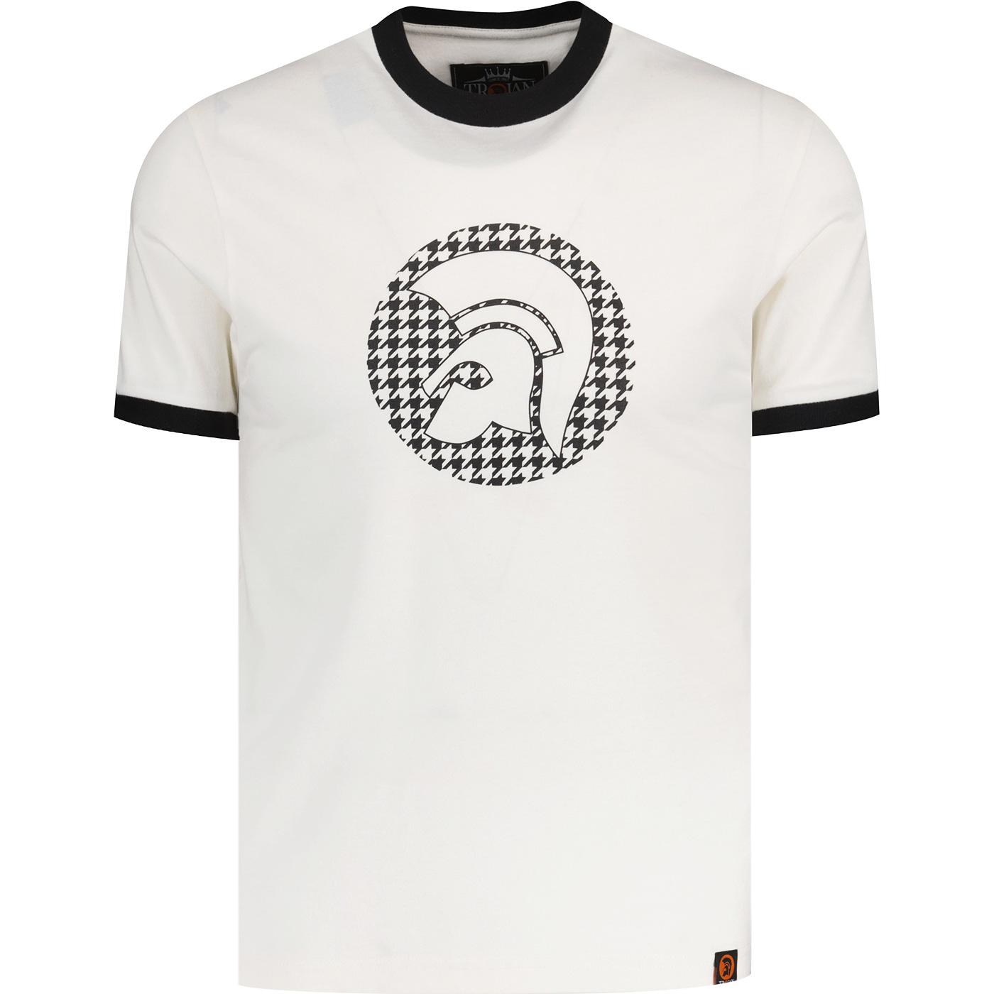 Trojan Two Tone Houndstooth Logo Ringer T-shirt B