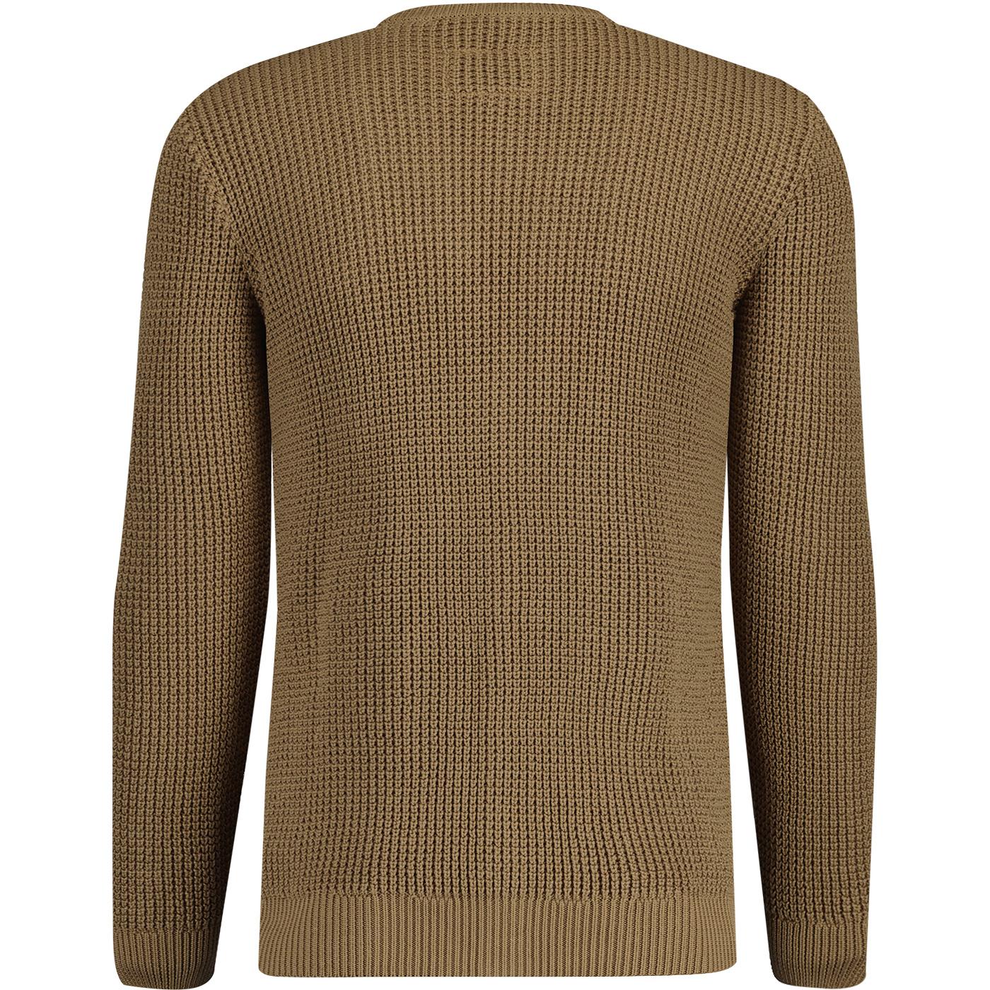 Trojan Retro Mod Waffle Knit Cardigan in Camel Trojan Retro Mod Waffle Knit Cardigan in Camel