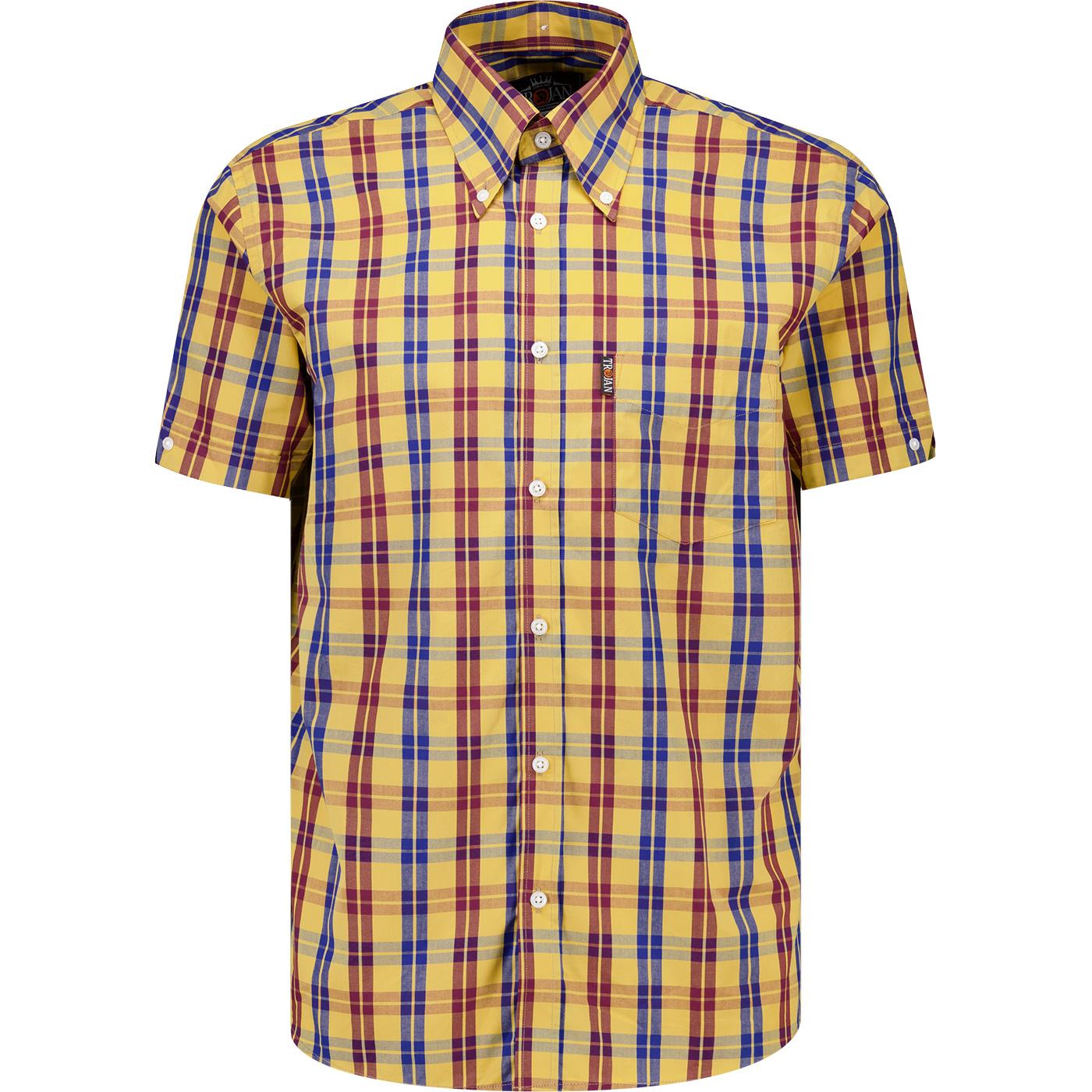 Trojan Windowpane Check Button Down Shirt Mustard