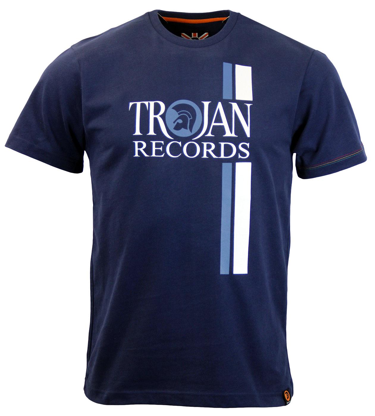 TROJAN Retro Mod Ska Racing Stripe Logo T-shirt N