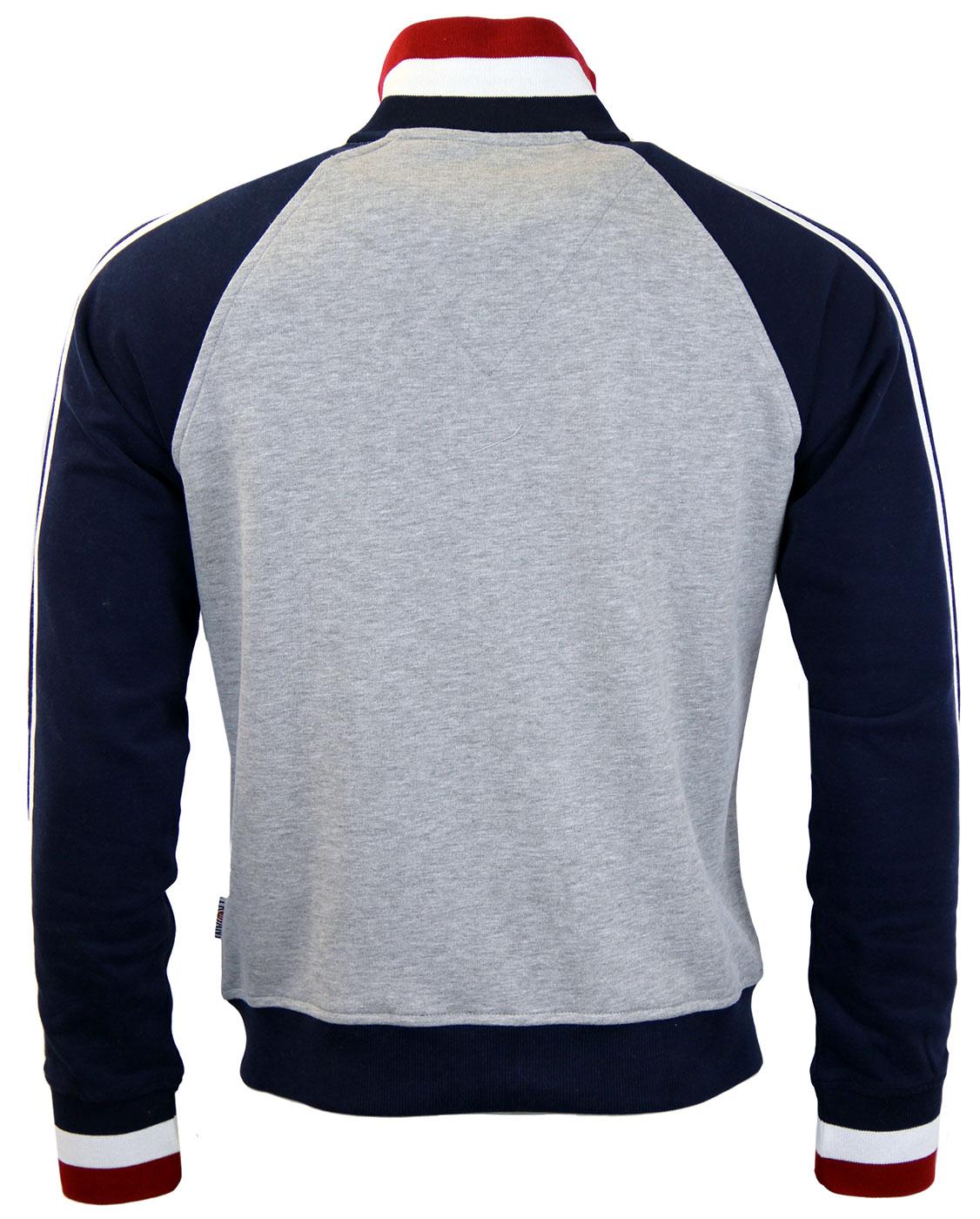 TROJAN Retro Indie Mod Funnel Neck jersey Track Jacket in Navy