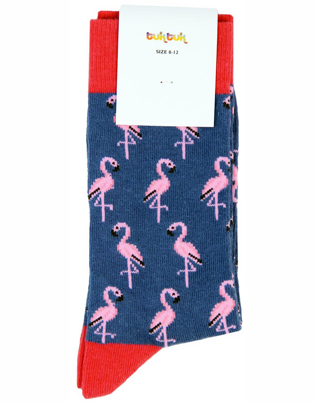 TUKTUK Retro 70s Indie Colour Block Flamingo Socks