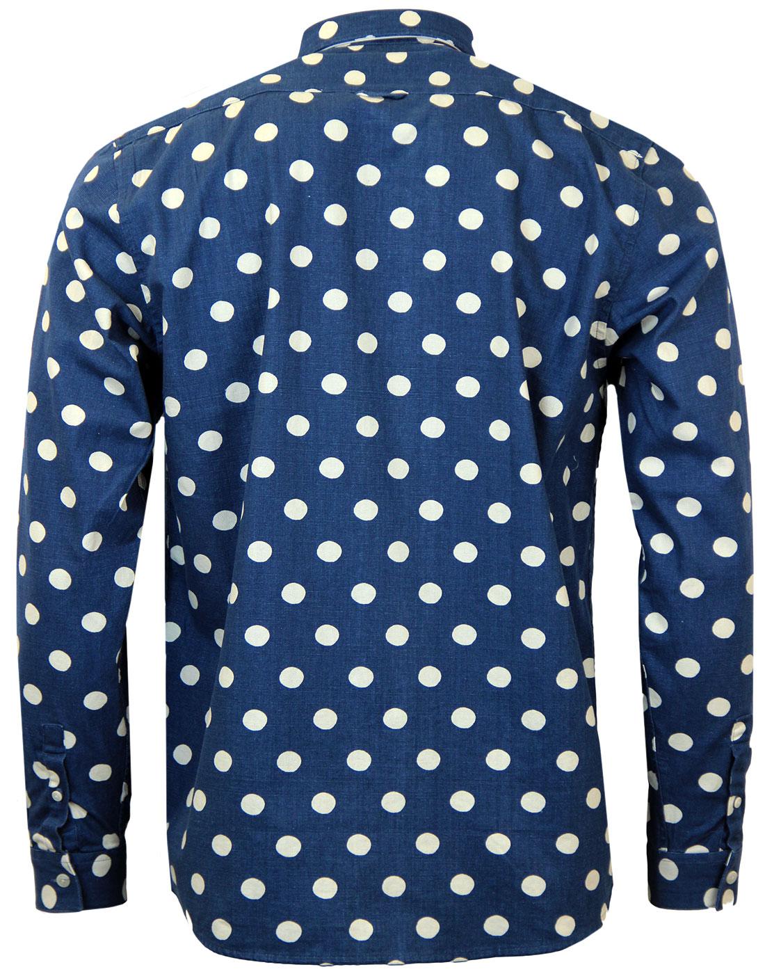 TUKTUK Sun Spots Retro 60s Mod Sun Spot Linen Shirt in Blue