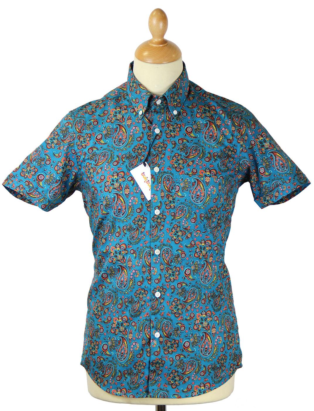 Paisley Print TukTuk Retro 60s Mod S/S Shirt (A)