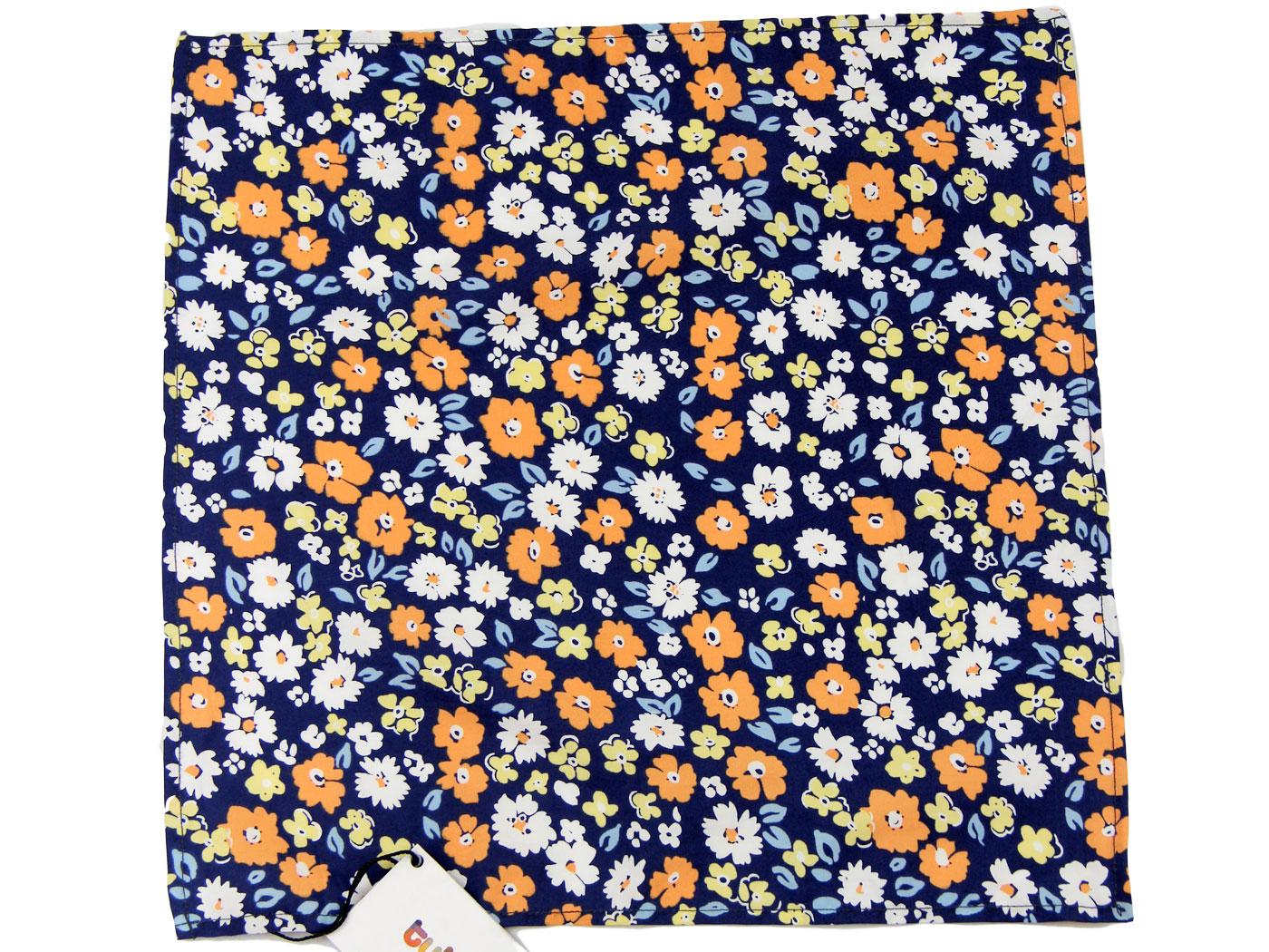 Blue Floral TUKTUK Retro 60s Mod Handkerchief