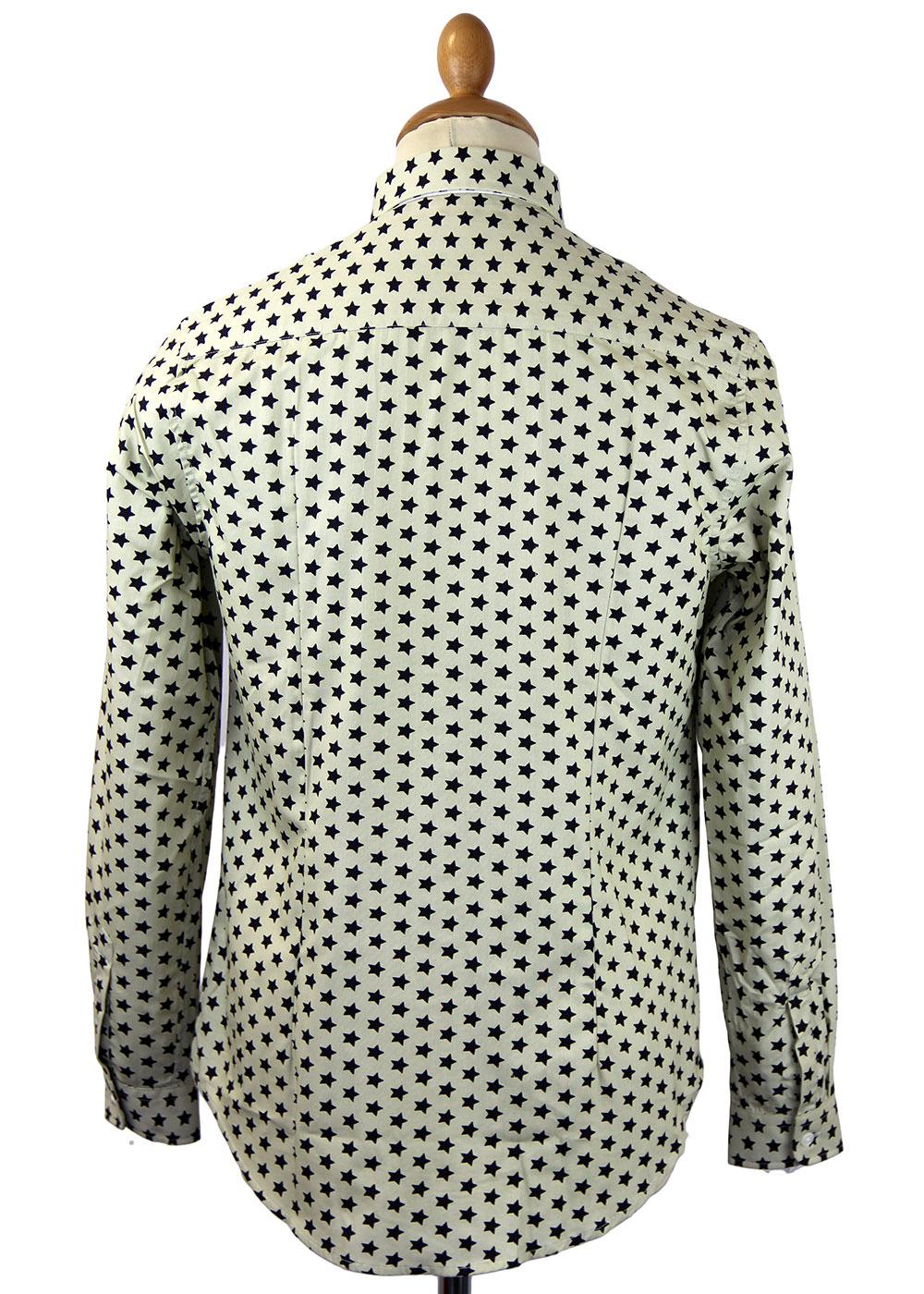 TukTuk Star Print Retro Sixties Mod L/S Button Down Shirt