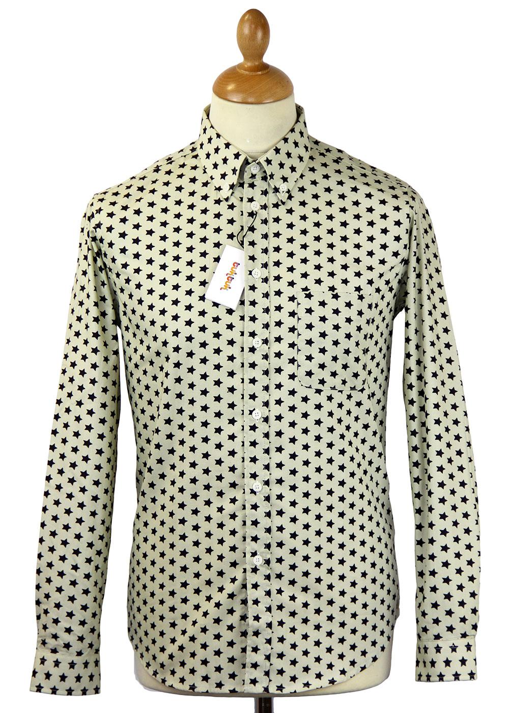 TukTuk Star Print Retro Sixties Mod L/S Button Down Shirt