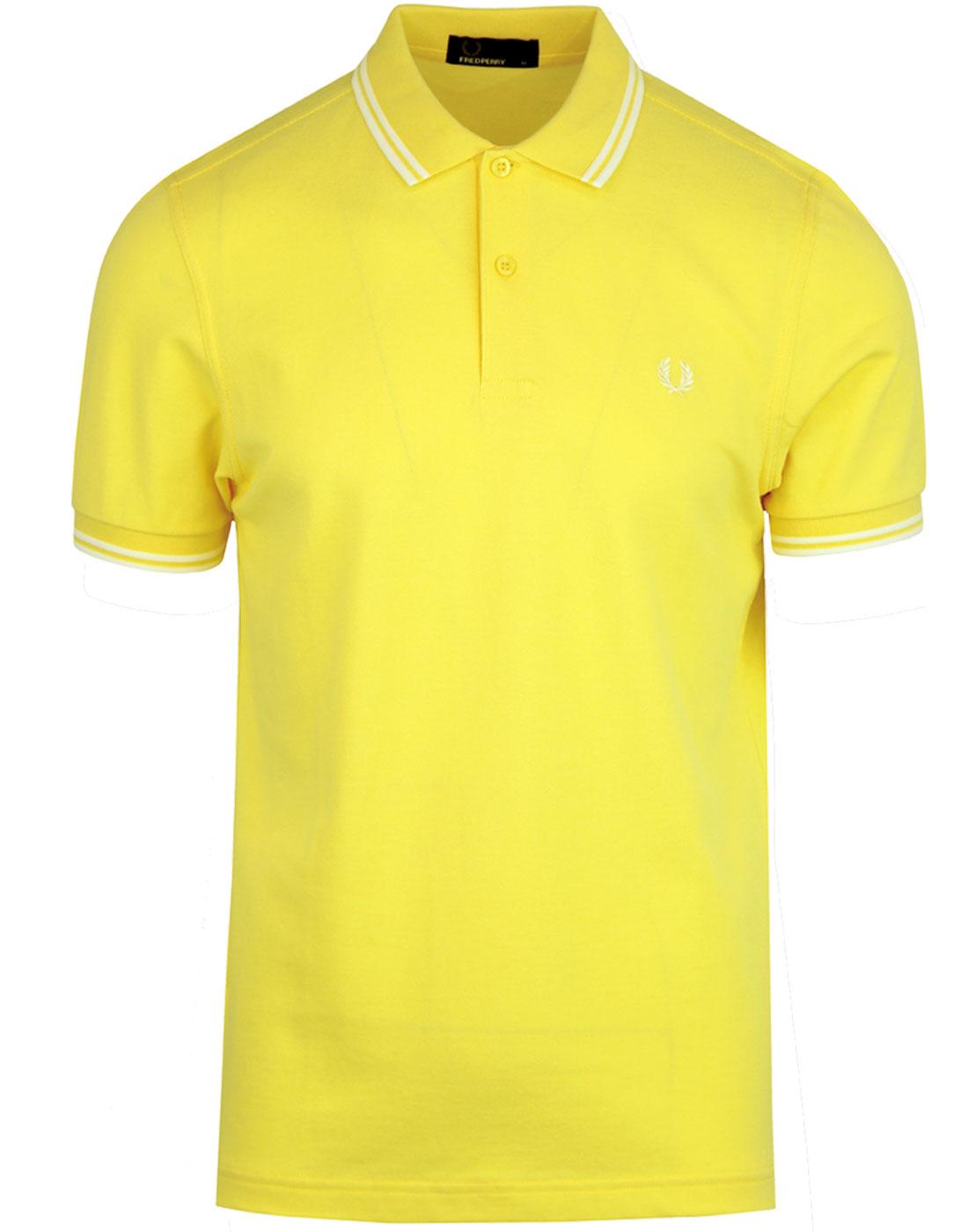 FRED PERRY M3600 Mod Twin Tipped Polo Shirt YELLOW