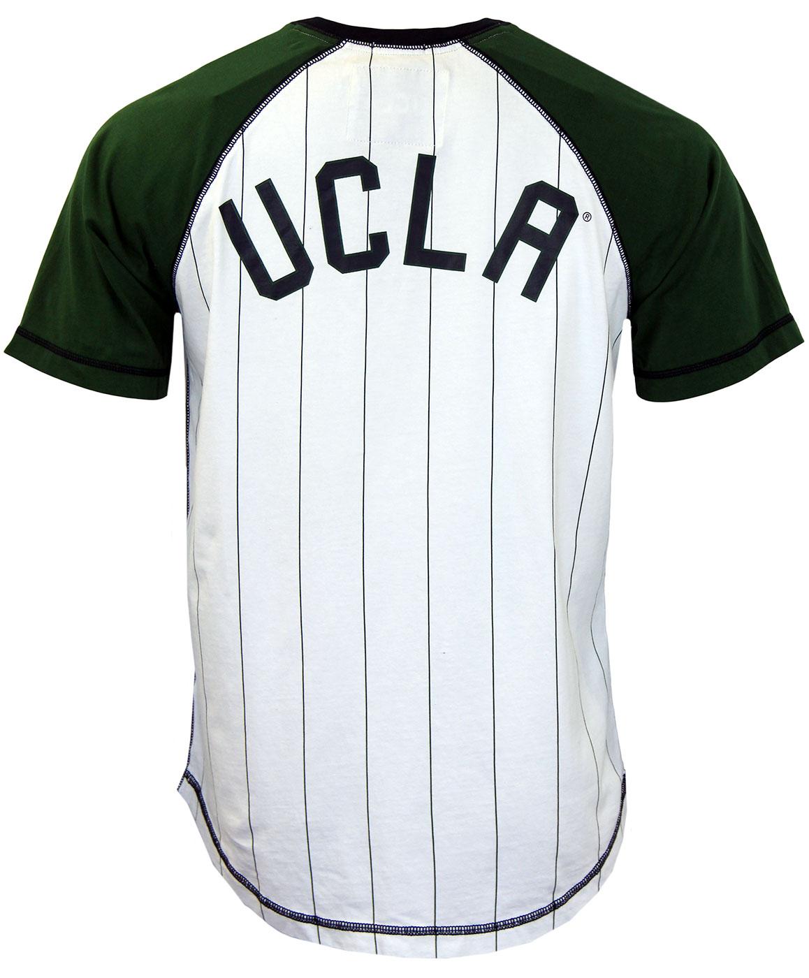 Men's Vintage Baseball Fan Tee - Los Angeles Pinstripe Crew Neck Shirt With Glitter Graphic, Blue & White - View #4