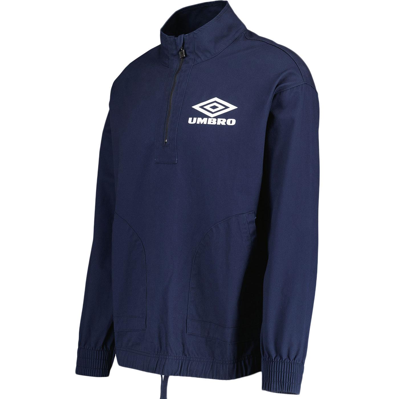 UMBRO Retro Sports Cotton Drill Quarter Zip Smock Dark Navy