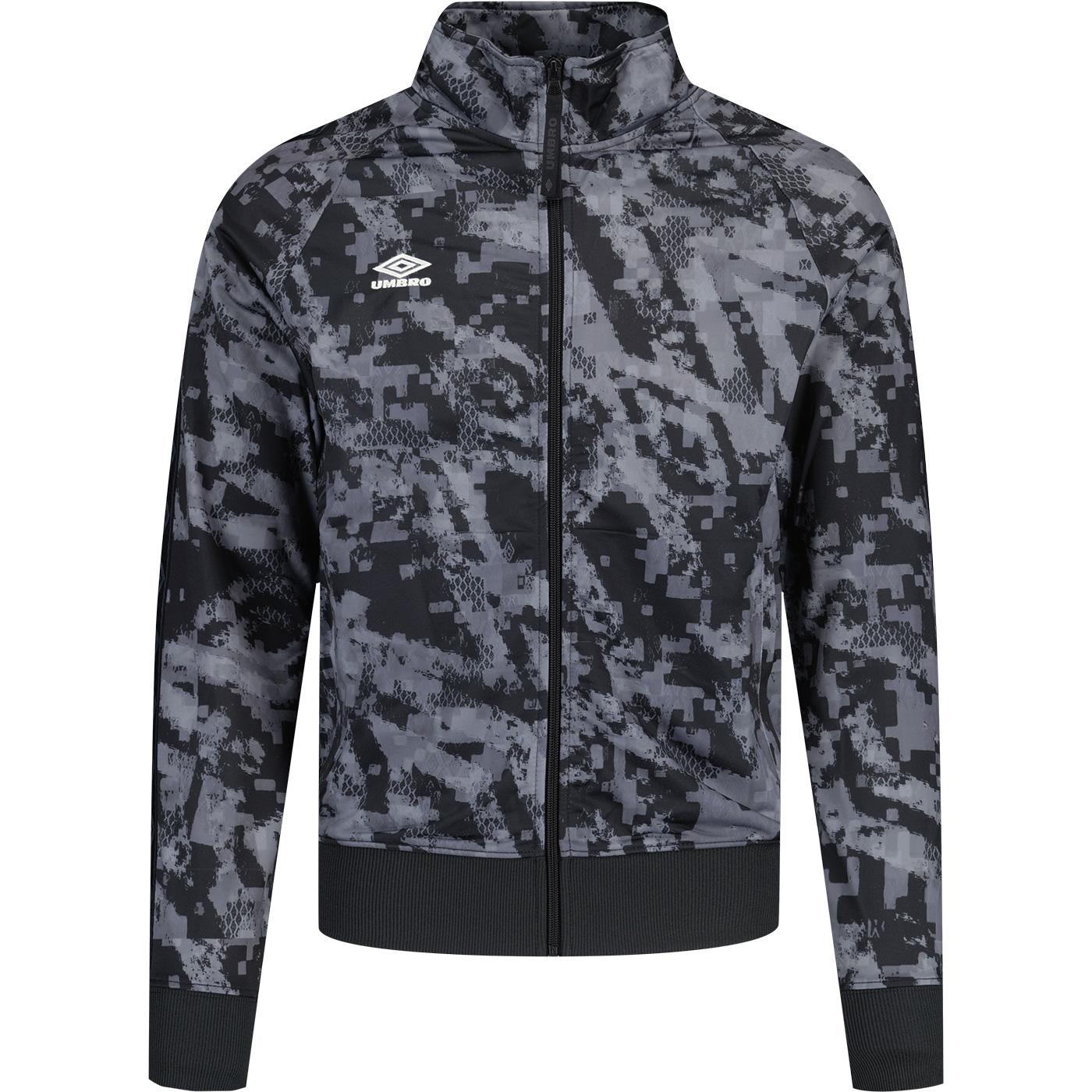 Umbro Black Camo 80s Funnel Neck Taped Track Top 