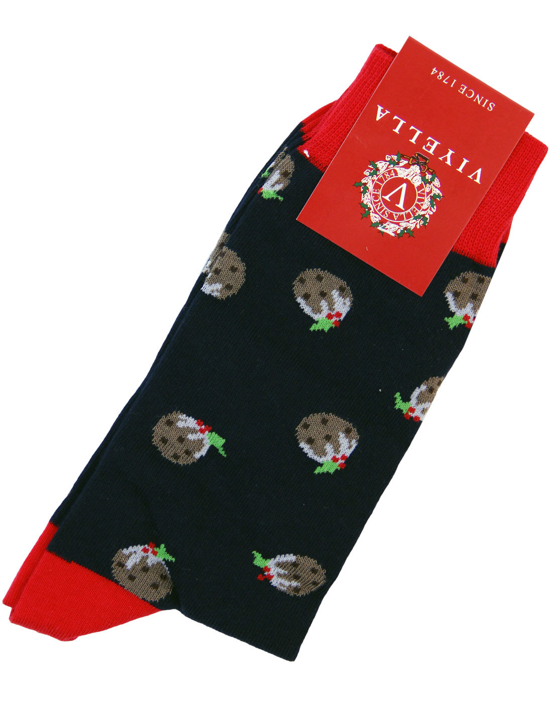 + Christmas Pudding VIYELLA Retro Christmas Socks