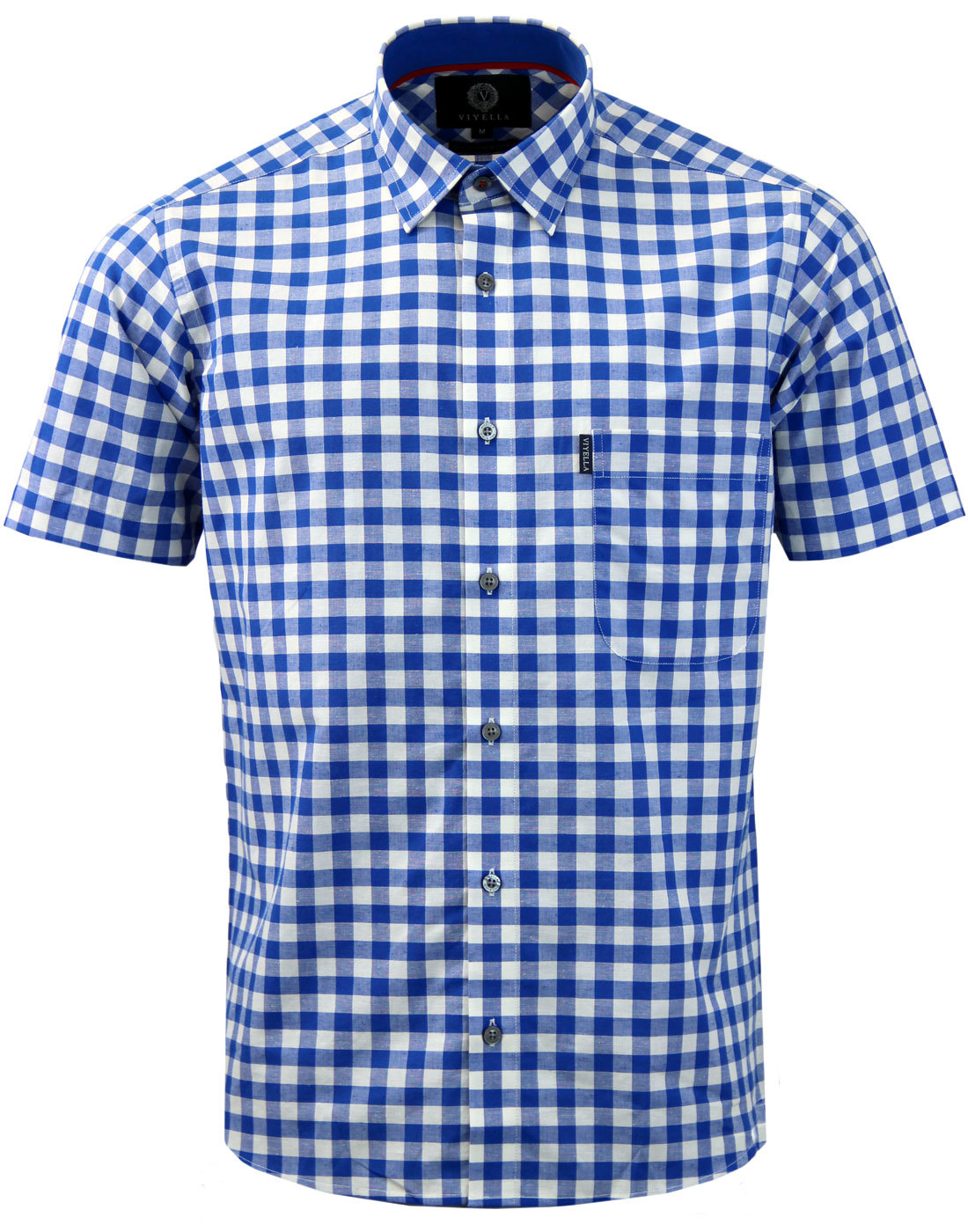 VIYELLA Cotton Retro Mod Linen Gingham Check Shirt