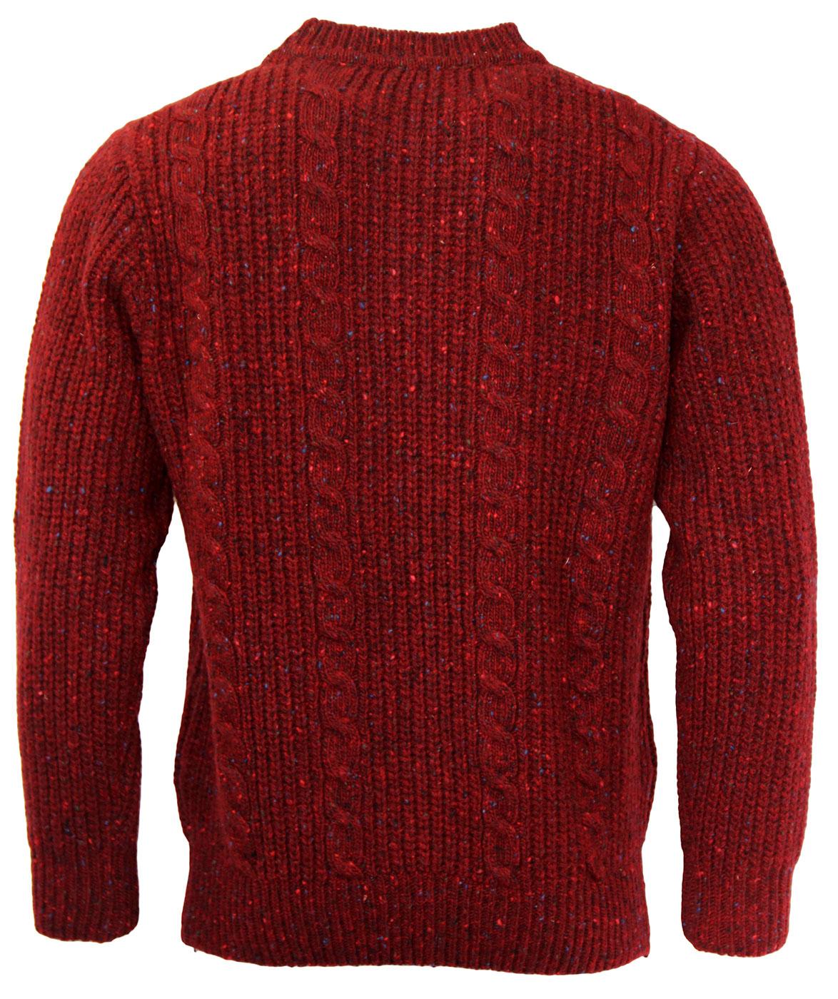 VIYELLA Donegal Retro Ribbed Knit Jumper in Red