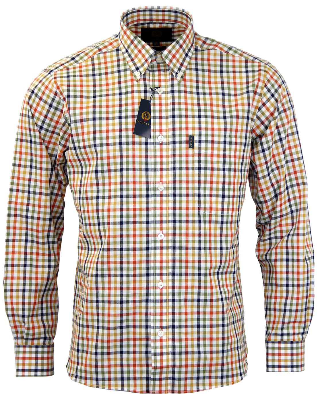 VIYELLA Mod Linen Blend Check Button Down Shirt