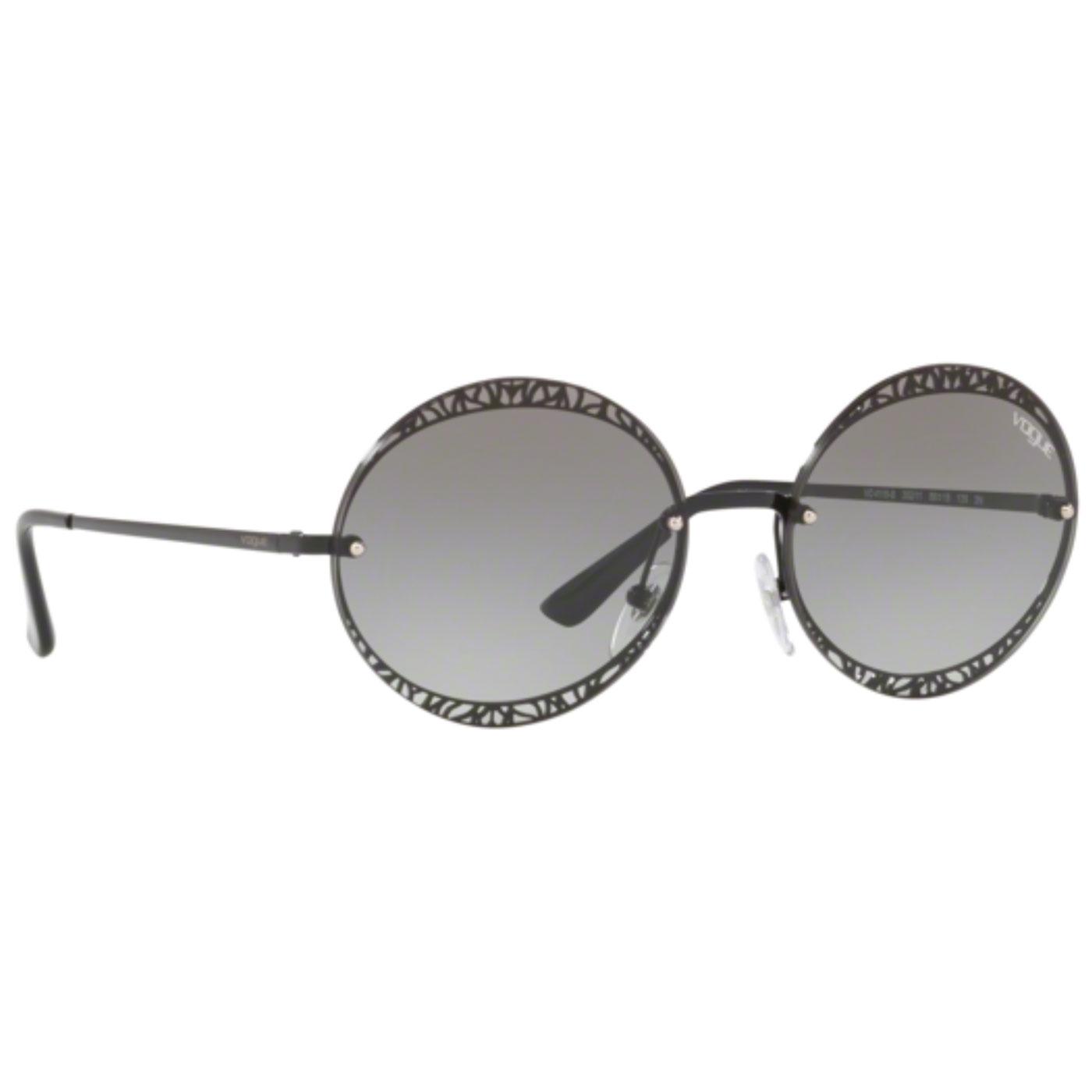 VOGUE Metallic Lace Retro 50s Round Sunglasses in Black