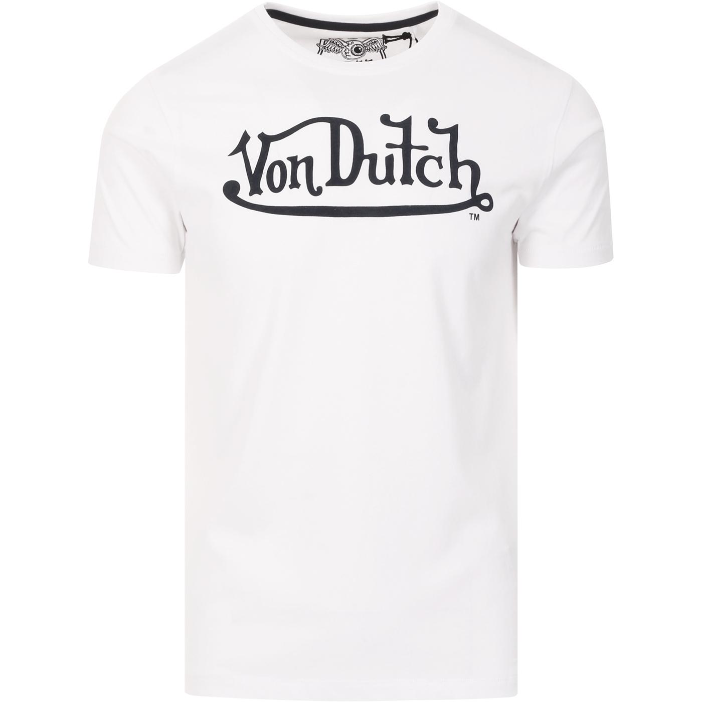 VON DUTCH Retro Indie Classic Biker Logo Tee In White