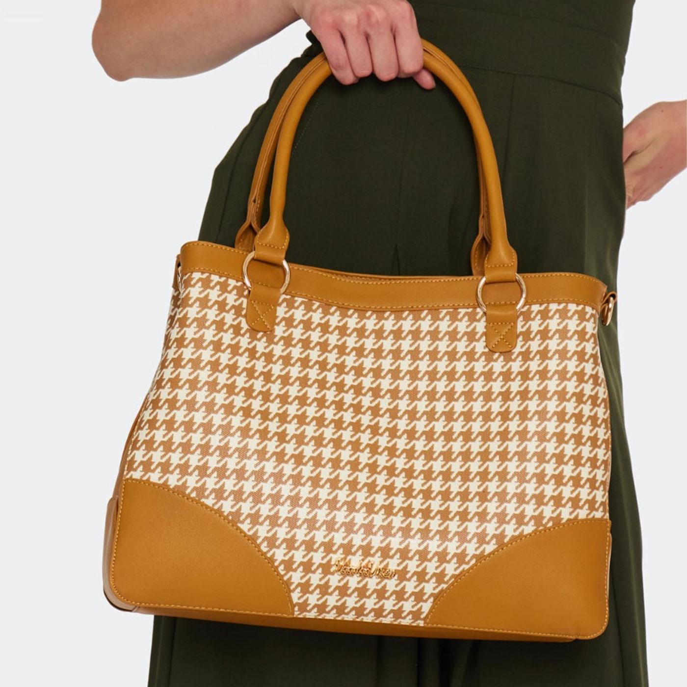 Voodoo Vixen Retro 50s Houndstooth Tote Bag (C/B)