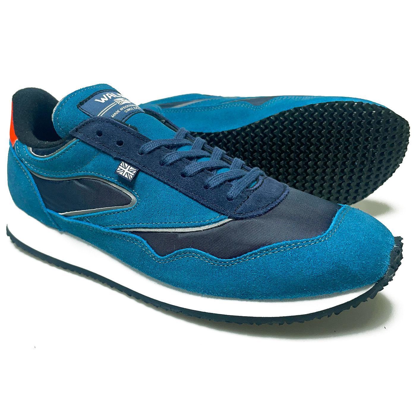 Walsh Ensign Classic II Retro 80s Trainers in Navy Teal Orange