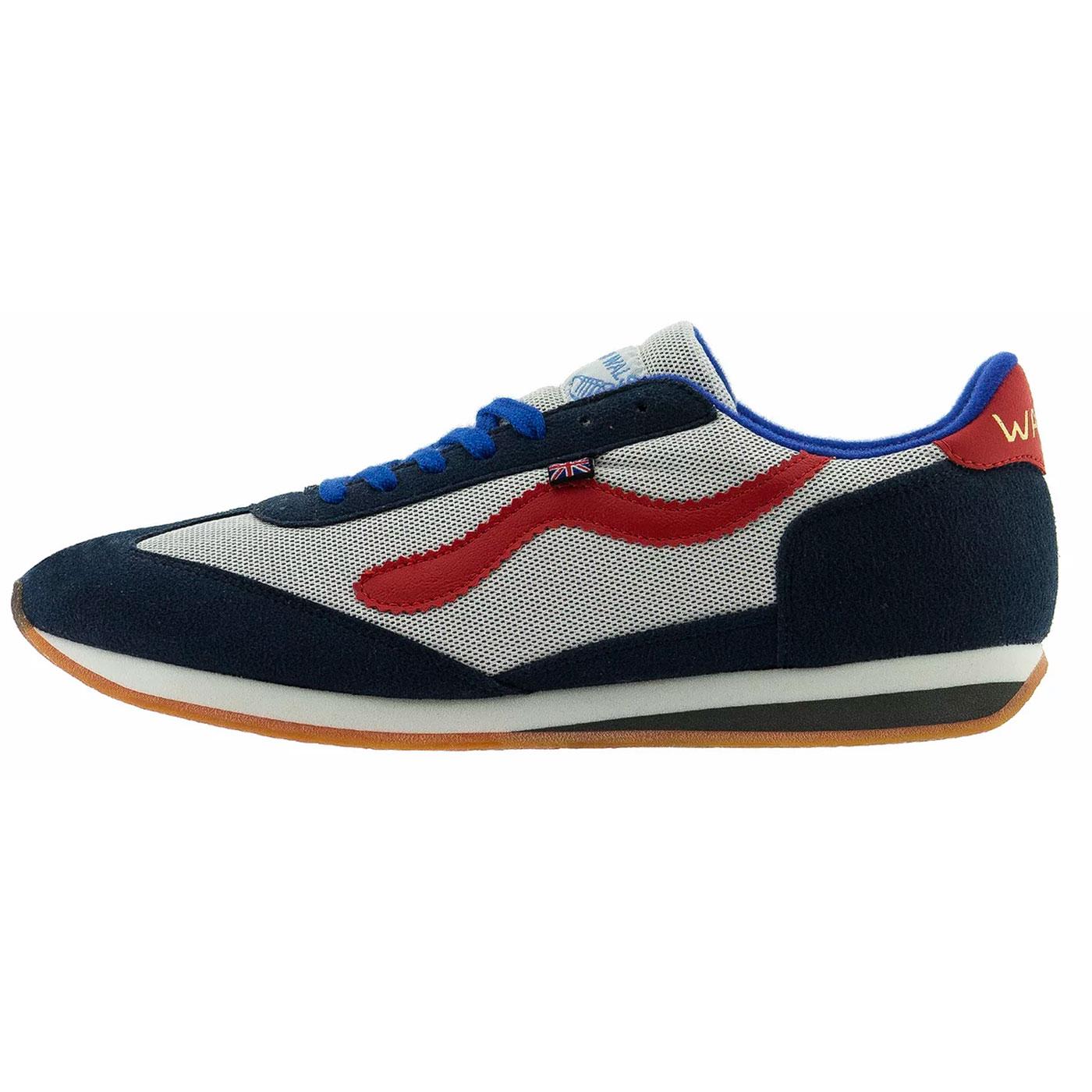 WALSH Fierce Made in England Retro Trainers White/Red/Blue