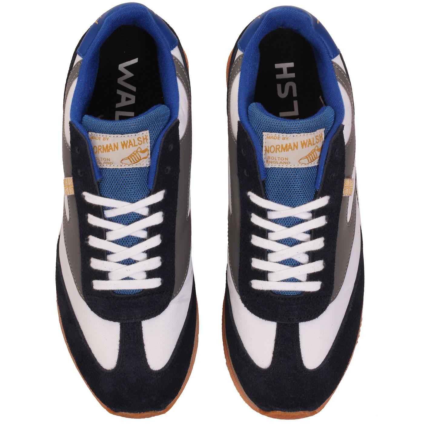 WALSH Fierce + Made in England Retro Trainers White/Navy