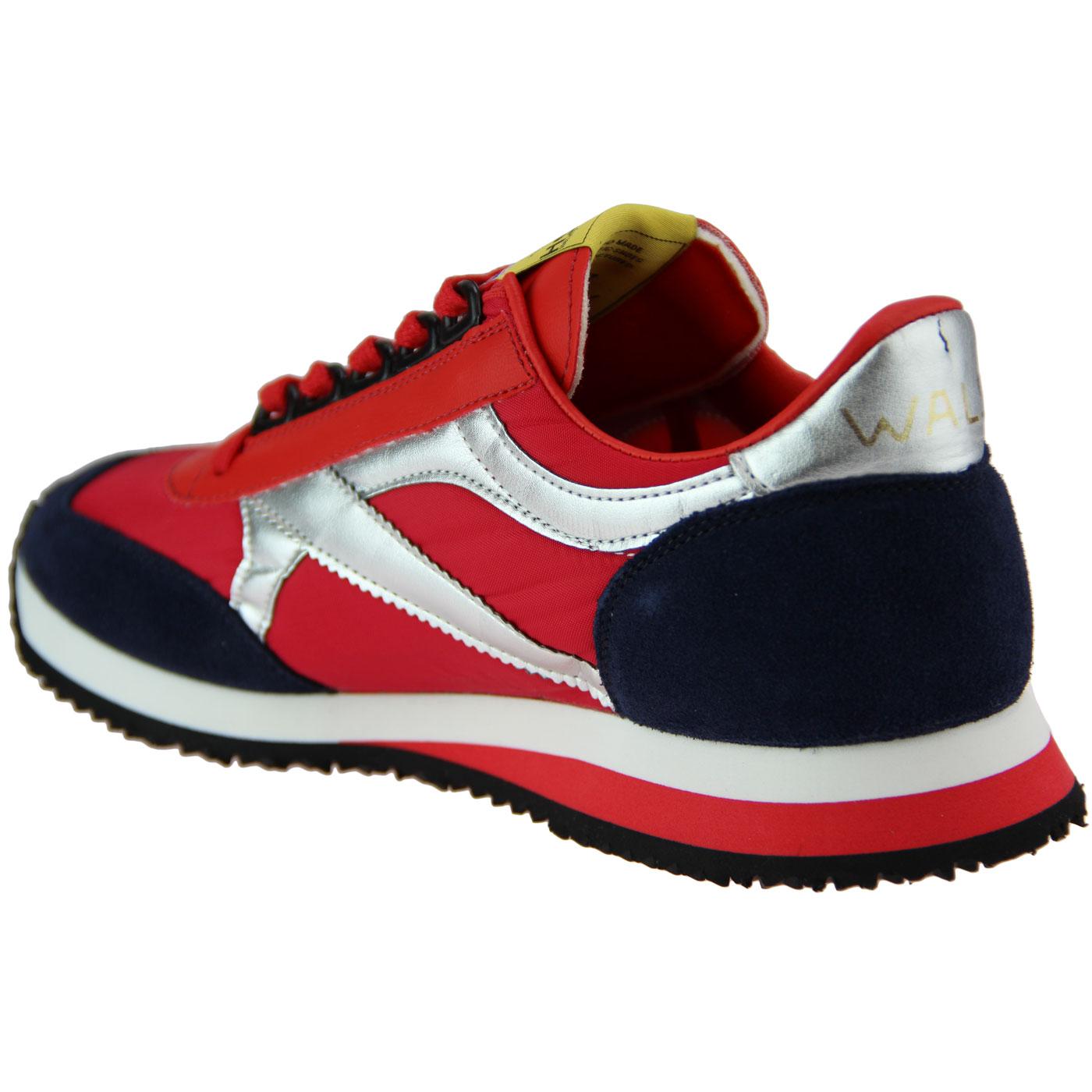 WALSH Voyager Made in England Retro Trainers in Red/Navy