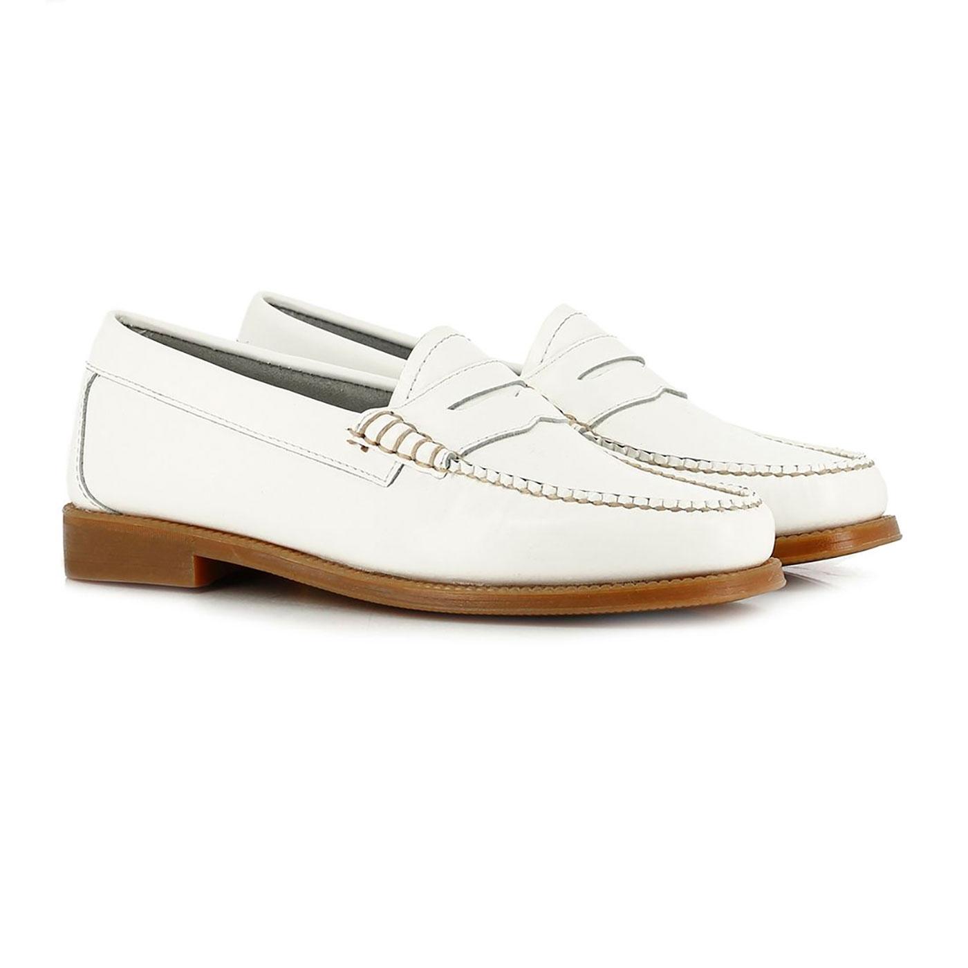 BASS WEEJUNS Womens Retro Easy Penny Loafers in White