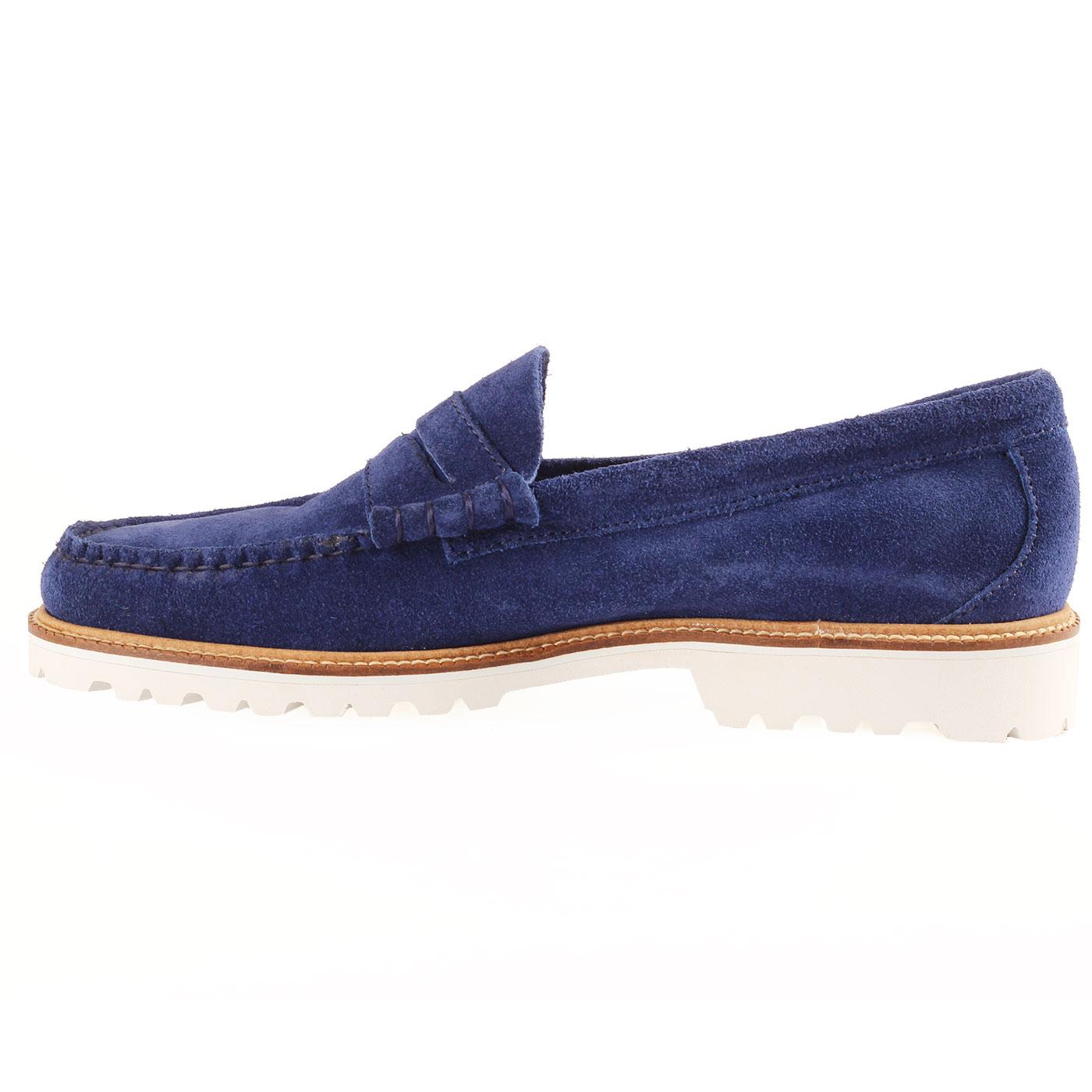 BASS WEEJUNS 'Larson Suede' Mod Penny Loafers in Navy