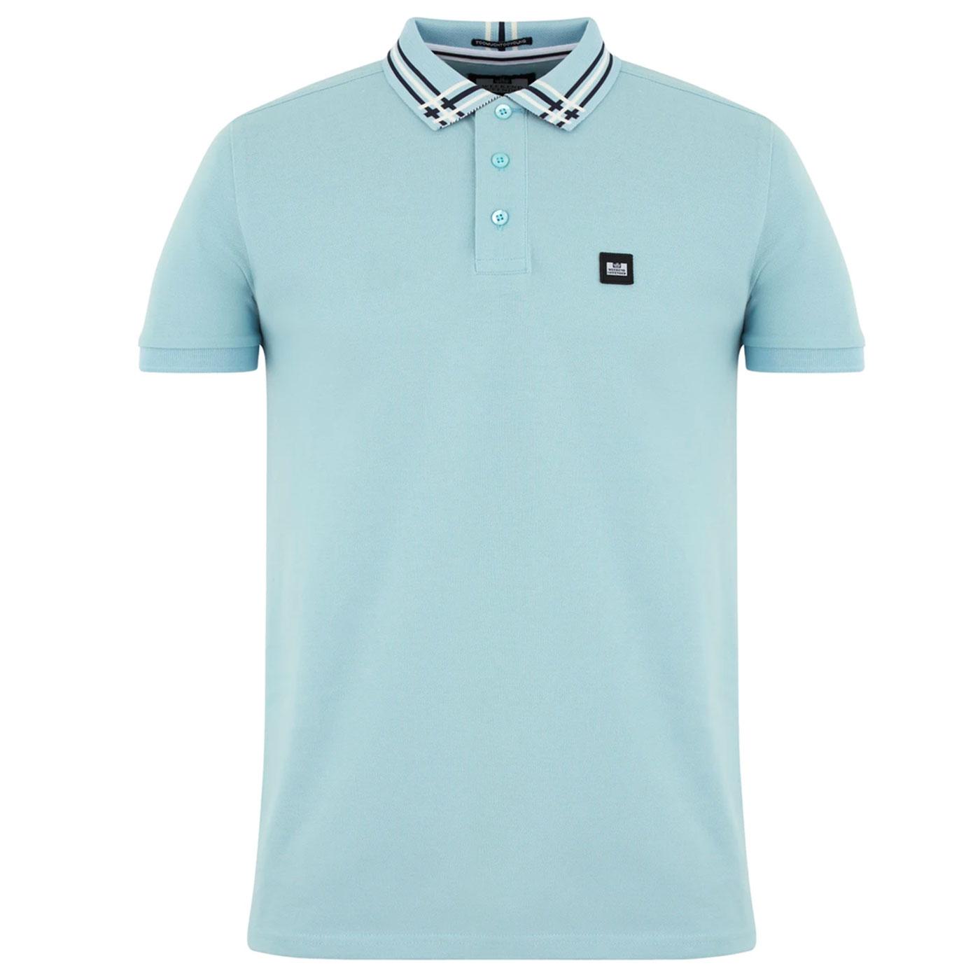 WEEKEND OFFENDER Rivera Mod Tipped Polo Top in Cloud