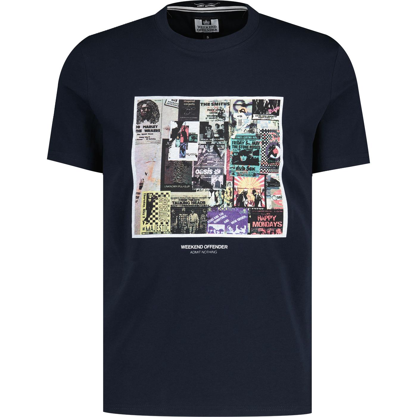 Weekend Offender Posters Retro 90s Graphic Print T-shirt Navy
