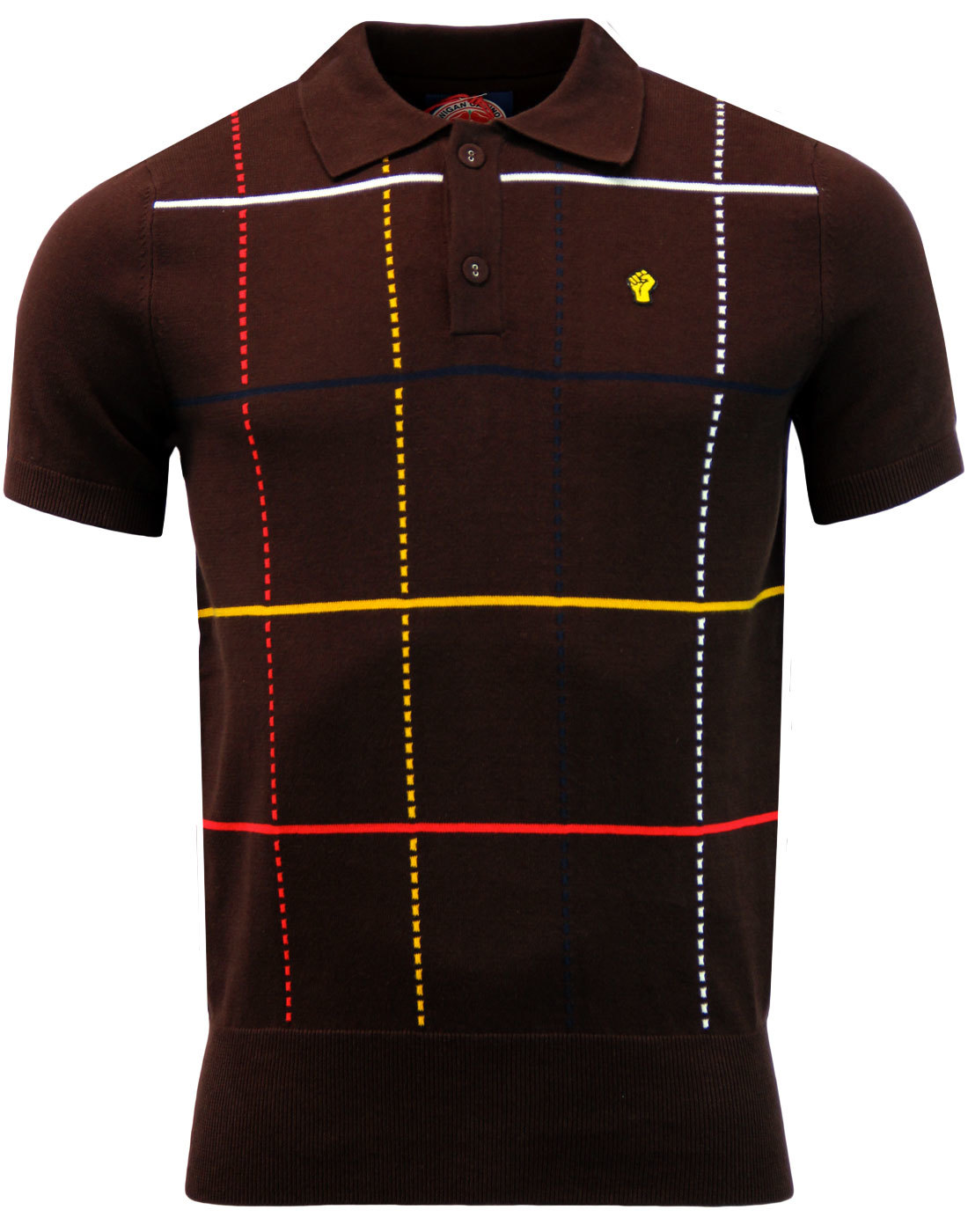 WIGAN CASINO Northern Soul Check Knit Polo Top (C)