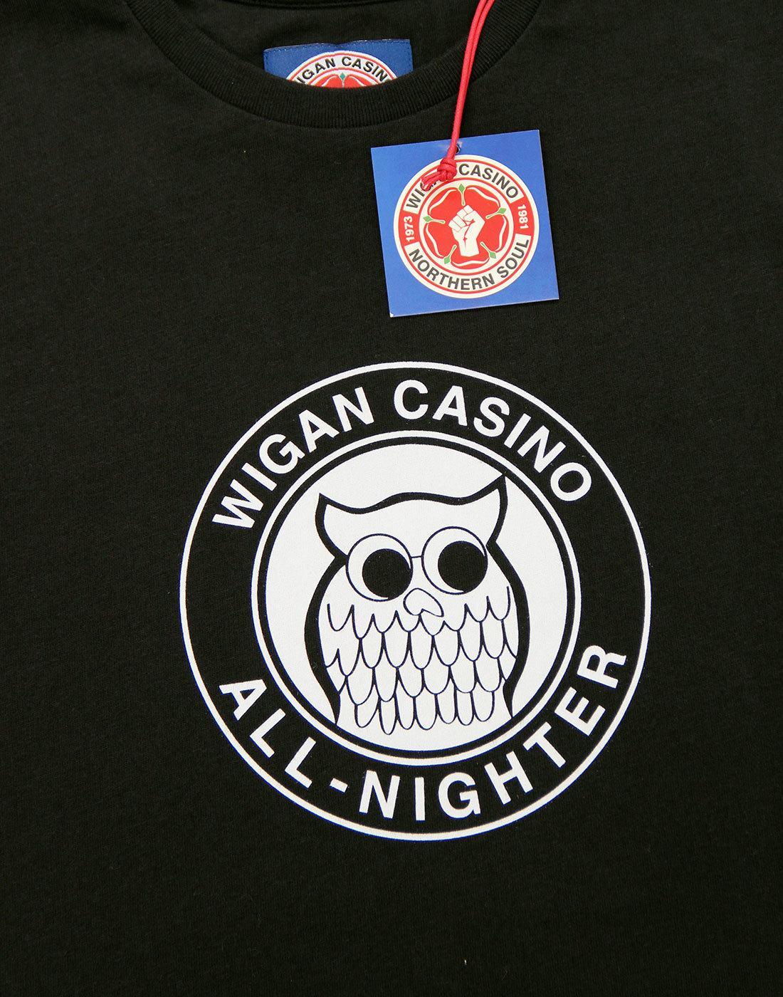 WIGAN CASINO Night Owl All-Nighter Northern Soul Mod Tee In Black