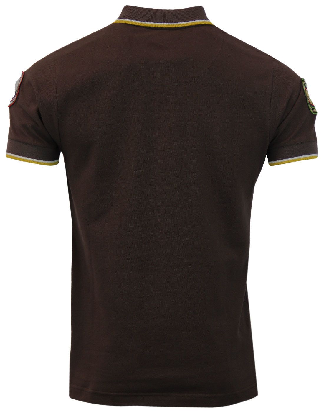 WIGAN CASINO Northern Soul Retro 70s Mod Multi Badged Polo Brown