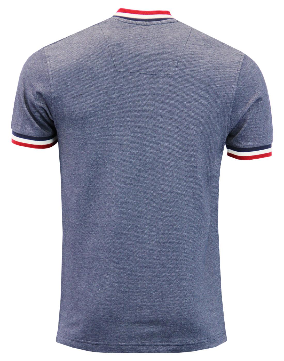 WIGAN CASINO Retro Mod Oxford Marl Racing Stripe T-shirt in Navy