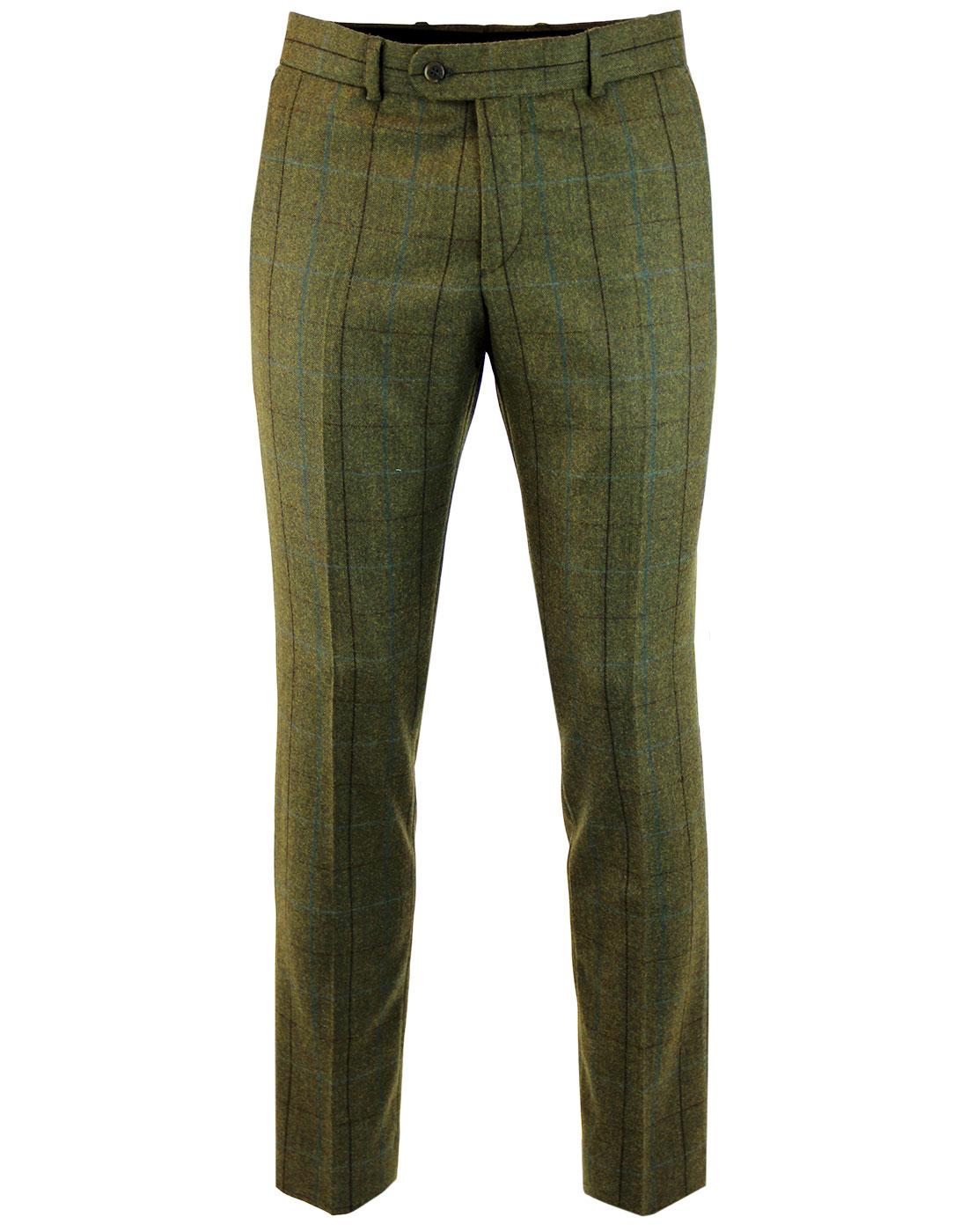 Retro Mod Windowpane Country Check Suit Trousers G