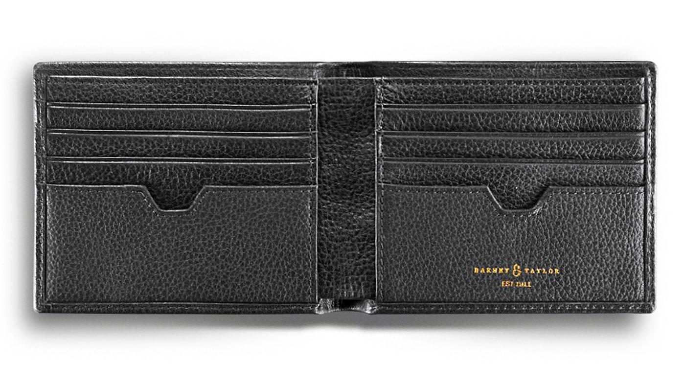 BARNEY & TAYLOR Woodley Retro Mod Leather Billfold Wallet Black