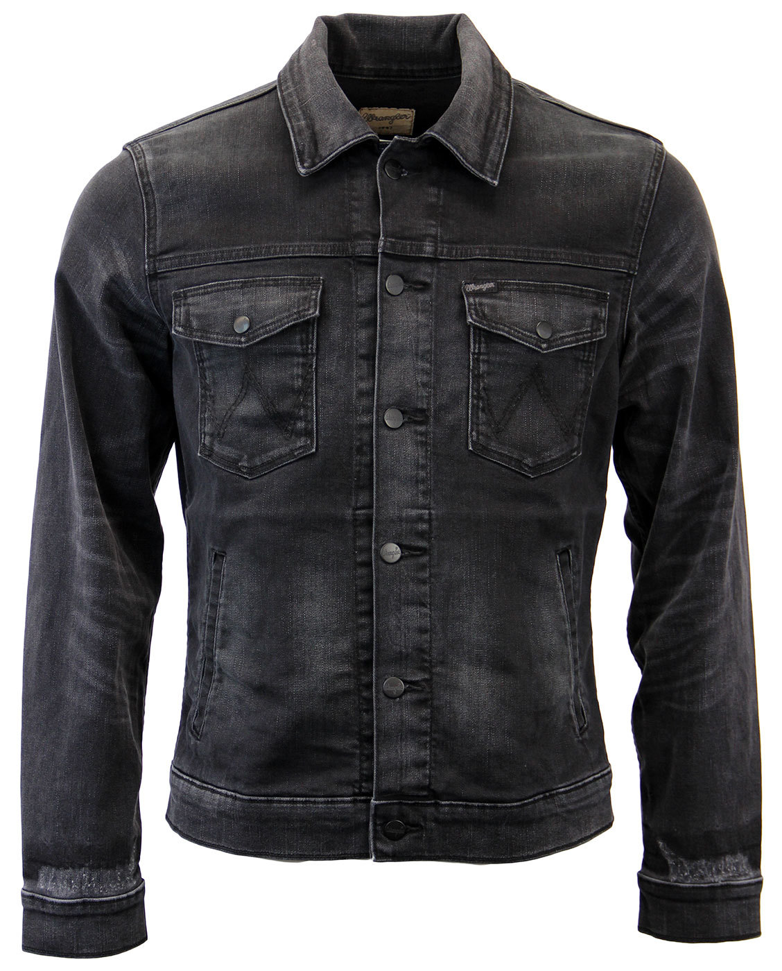 WRANGLER Retro Seventies Indie Mod Denim Jacket in Black Jack