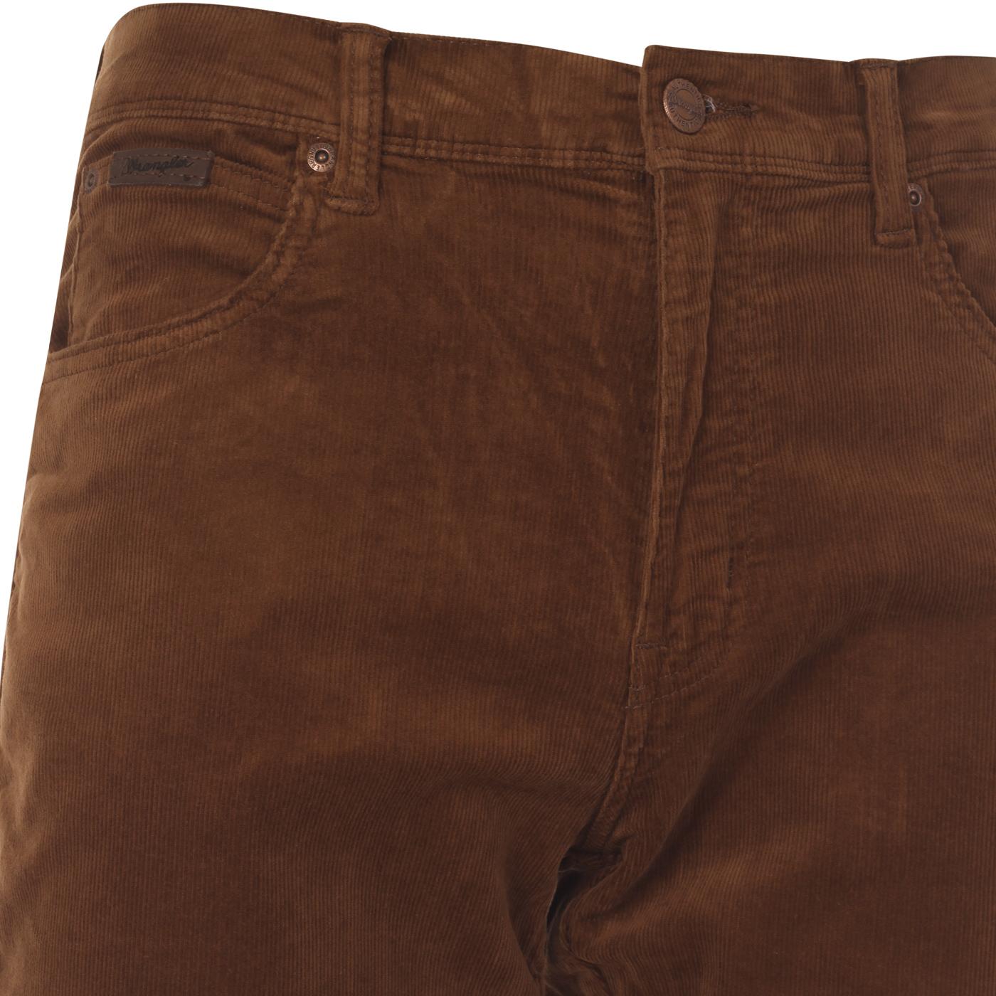 WRANGLER Texas Retro Mod Slim Cord Trousers Tawny Brown